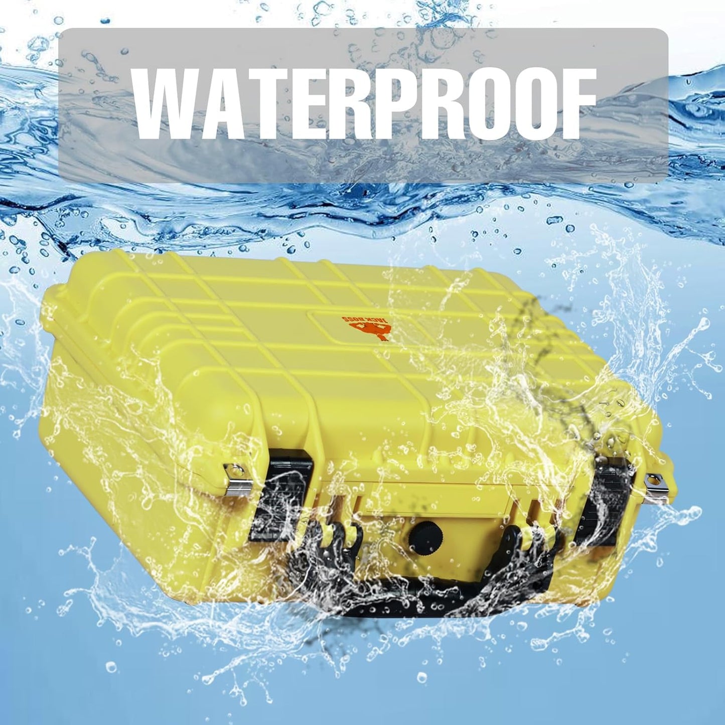 16x 12.8x 6.8 Inch Hard Case, Portable Weather Waterproof Protective Camera Case with Customizable Foam, Fit Use of Drones, Camera, Equipments, Yellow