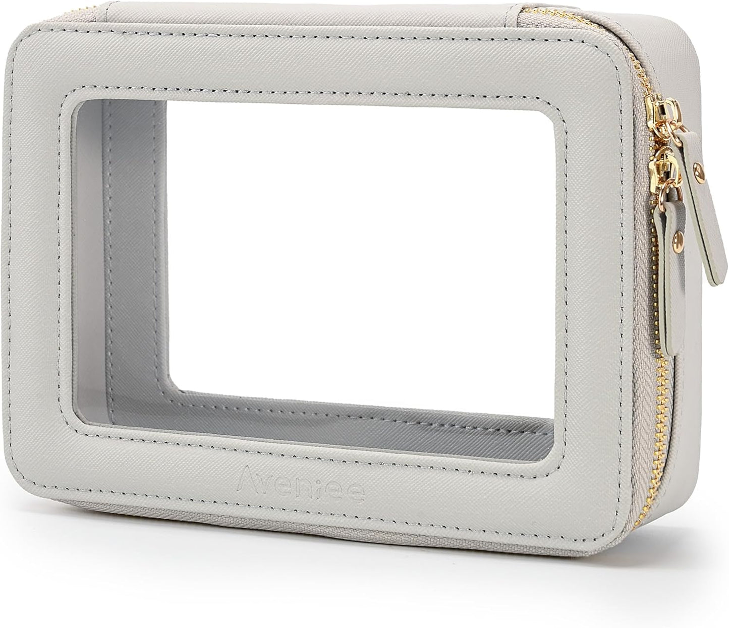 Aveniee Clear Makeup Bag Organizer,Travel Toiletry Bag for Women,Waterproof Cosmetic Pouch with Zippers,Car Accessories Organizers and Storage Case,Grey