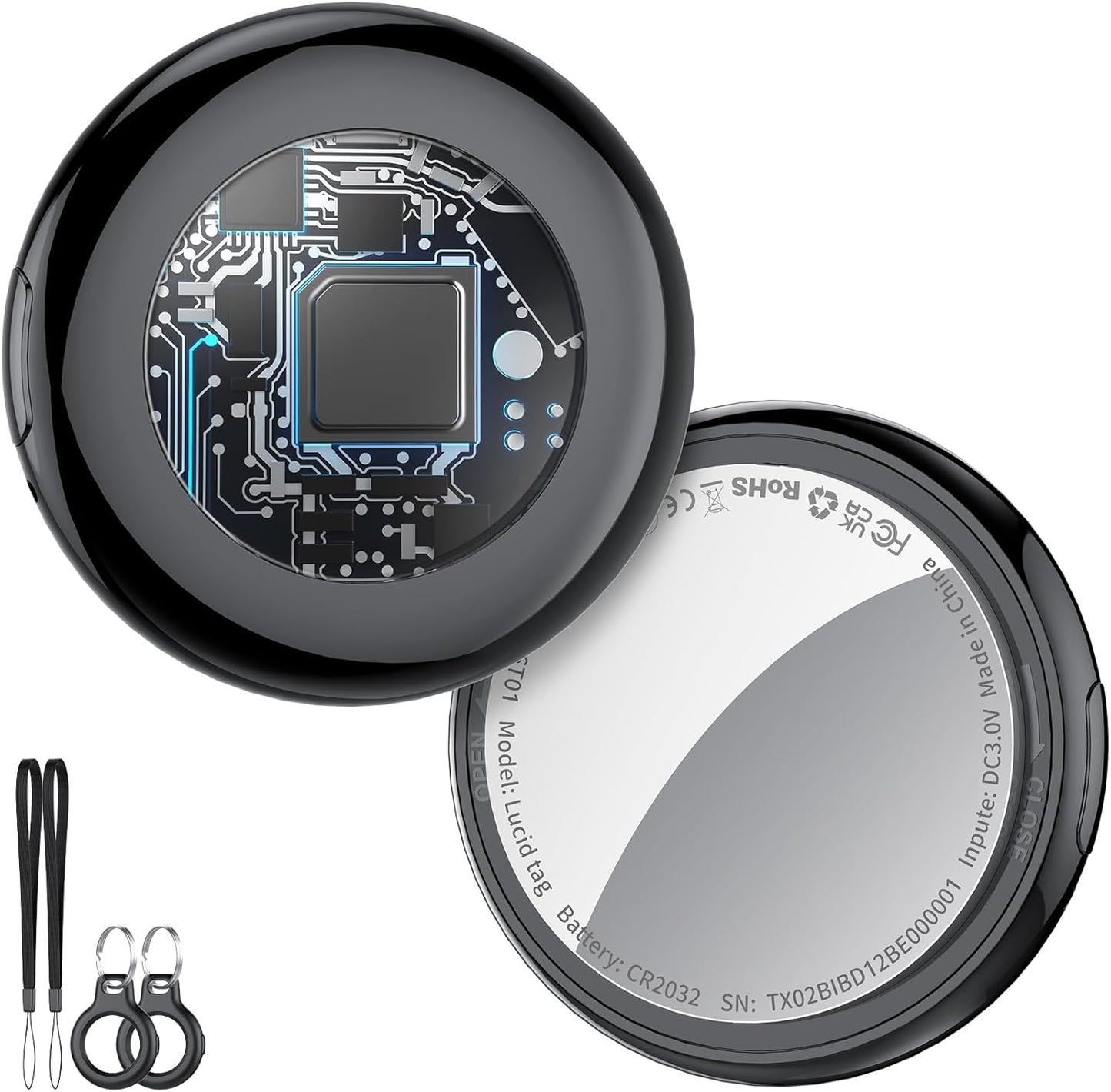 2025 New [Apple MFi Certified] (iOS Only) Air Tracker Tag-2 Pack, Bluetooth Tracker for Apple Find My, Replaceable Battery, Key Finder and Item Locator Smart Tag for Keys, Bags, Luggage, Pets, (Black)