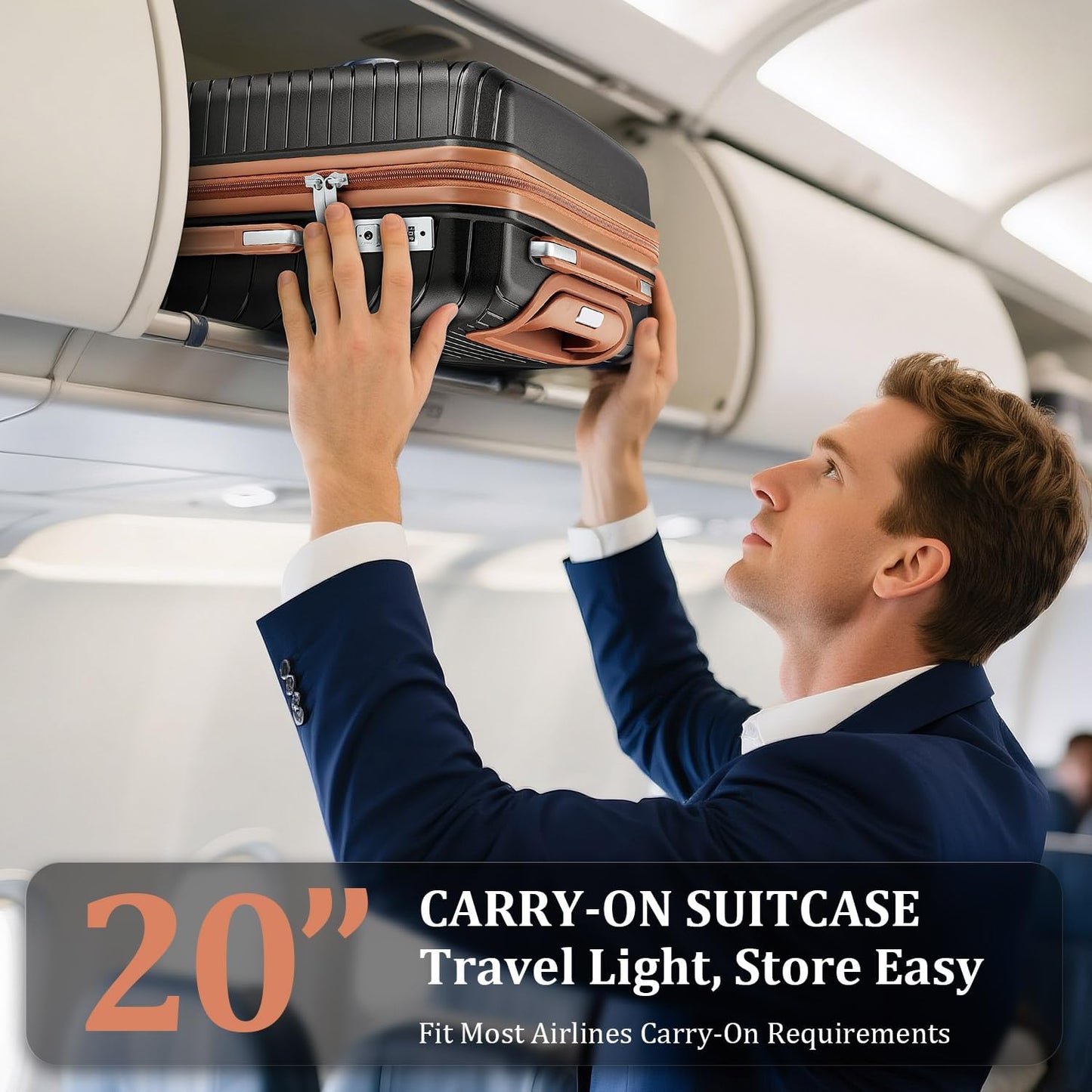 4-Piece Expandable Hardshell Luggage Set with TSA Lock (14/20/24/28) - Lightweight PP Suitcases, 360° Silent Spinner Wheels and Durable 100LB Handle for Air Travel (Black)