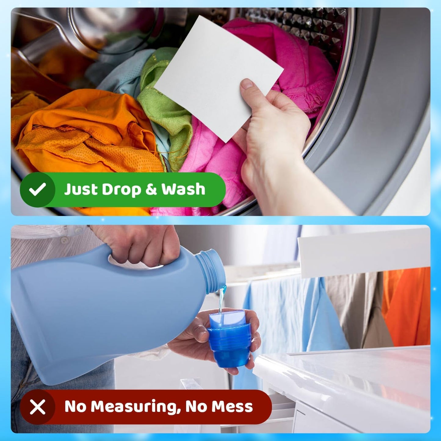 Laundry Detergent Sheets, 30 Laundry Soap Sheets 60 Loads, Travel Friendly Detergent Sheets, Eco Friendly Laundry Detergent Sheets, Compact Washer Sheets for Home & Travel Use