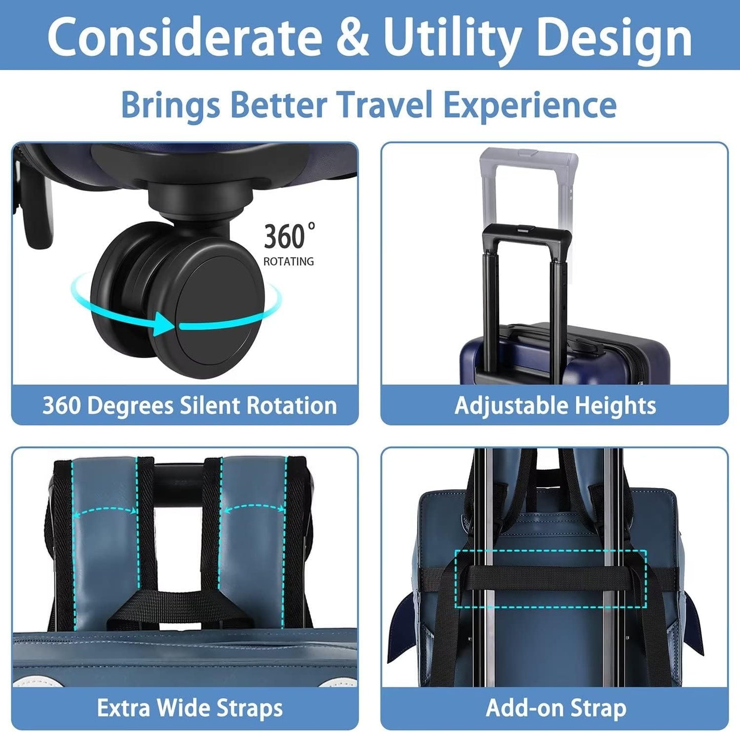 iPlay, iLearn Shark Kids Luggage, Boys Carry on Suitcase, 18" Hardside Travel Luggage Set W/Backpack, Toddlers Rolling Luggage W/ 4 Spinner Wheels, Children Holiday Birthday Gifts