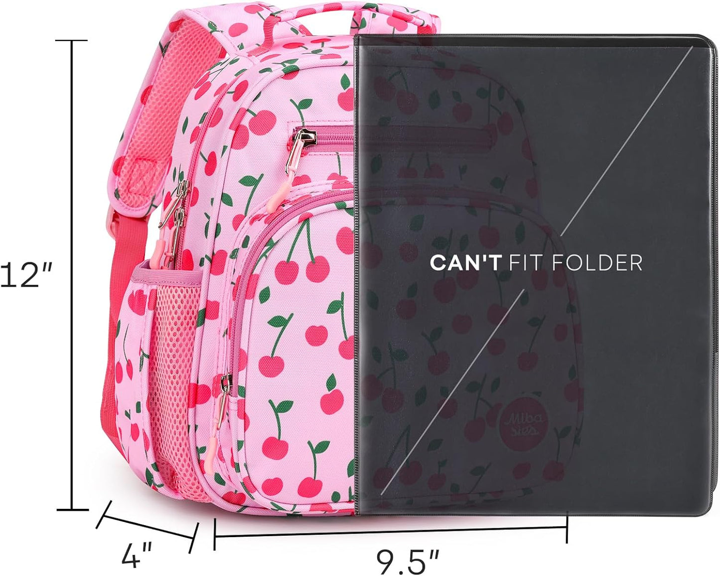 mibasies Toddler Backpack for Girls 2-4: Cute Kids Backpacks for Girls - Preschool Kindergarten Backpack - Cherry Pink