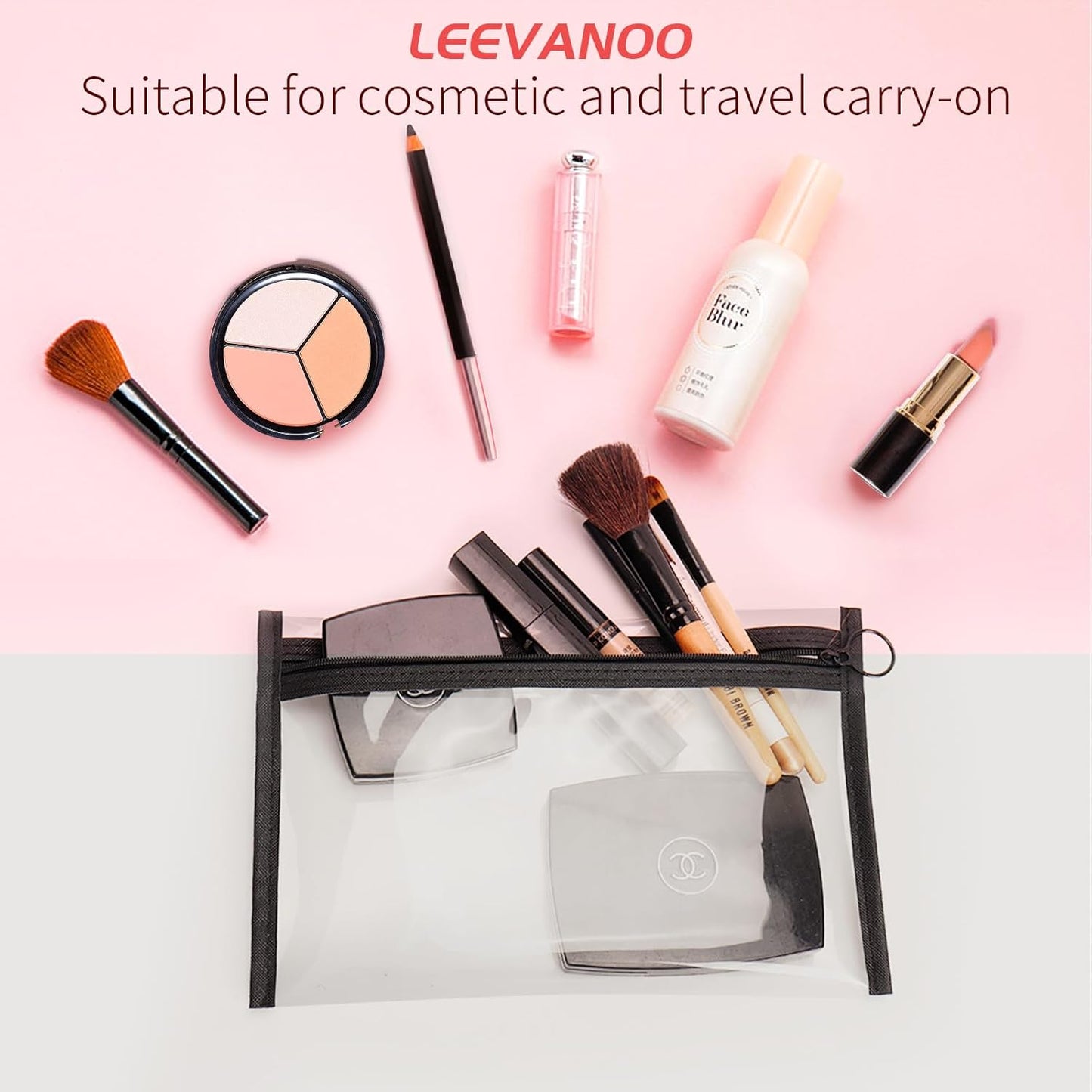 Clear Makeup Bags，small makeup bag,3pcs Makeup bag Hanging Pouches,mesh zipper pouch bags,purse organizer for Daily or Travel to Keep Small Items(Clear set)