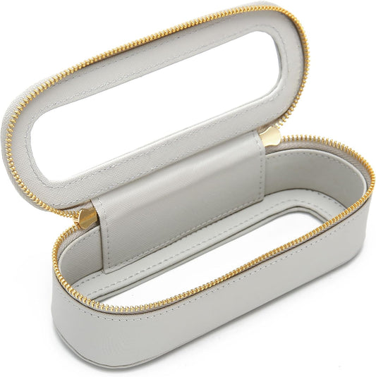 Aveniee Slim Clear Makeup Brush Bag, Small Cosmetic Brush Holder, Mini Toiletry Bag Travel Case for Women, Thin Make up Bags with Dual Zipper, Cute Travel Essentials Bag Organize - Grey