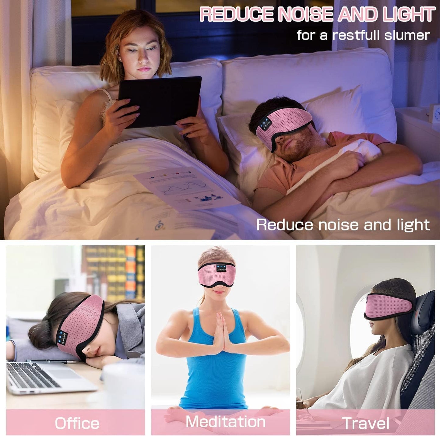 LC-dolida Sleep Mask with Bluetooth Headphones, Sleep Headphones Bluetooth Sleep Mask 3D Sleeping Headphones for Side Sleepers Best Gift and Travel Essential
