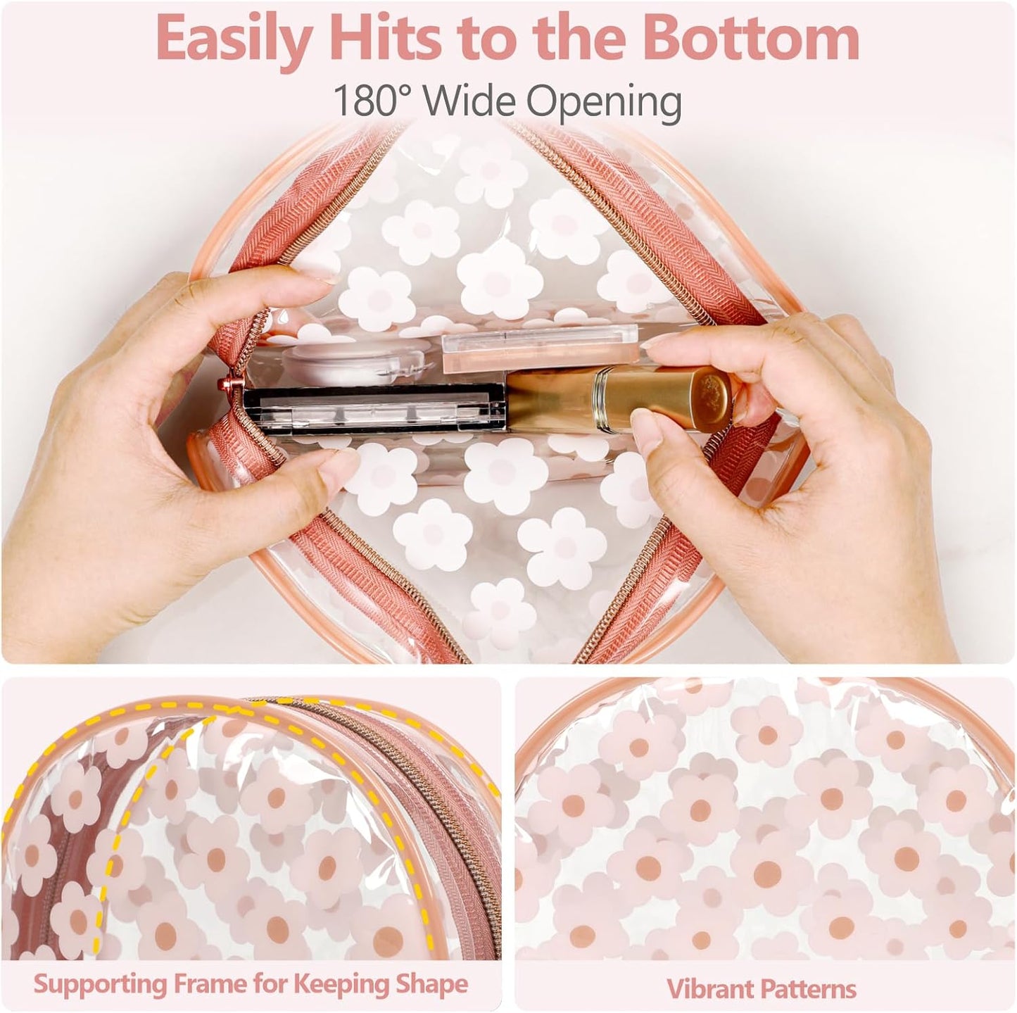 PACKISM TSA Approved Toiletry Bag - Upgrade Color-Edged Clear Makeup Bags, Clear Toiletry Bags For Traveling Fits Various Storage Needs