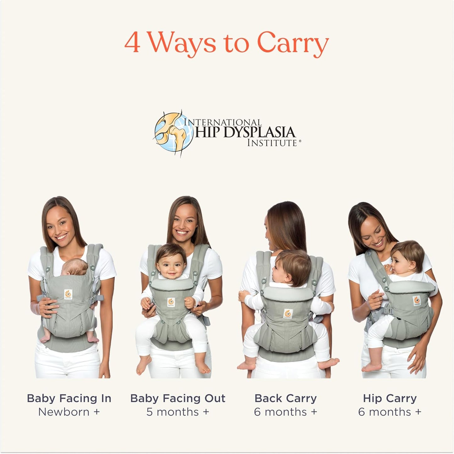 Ergobaby Omni Classic Baby Carrier Newborn to Toddler - Breathable Baby Carriers for Summer - All-Position Carrier with Lumbar Support (7-45 Pounds), Cotton, Pearl Grey