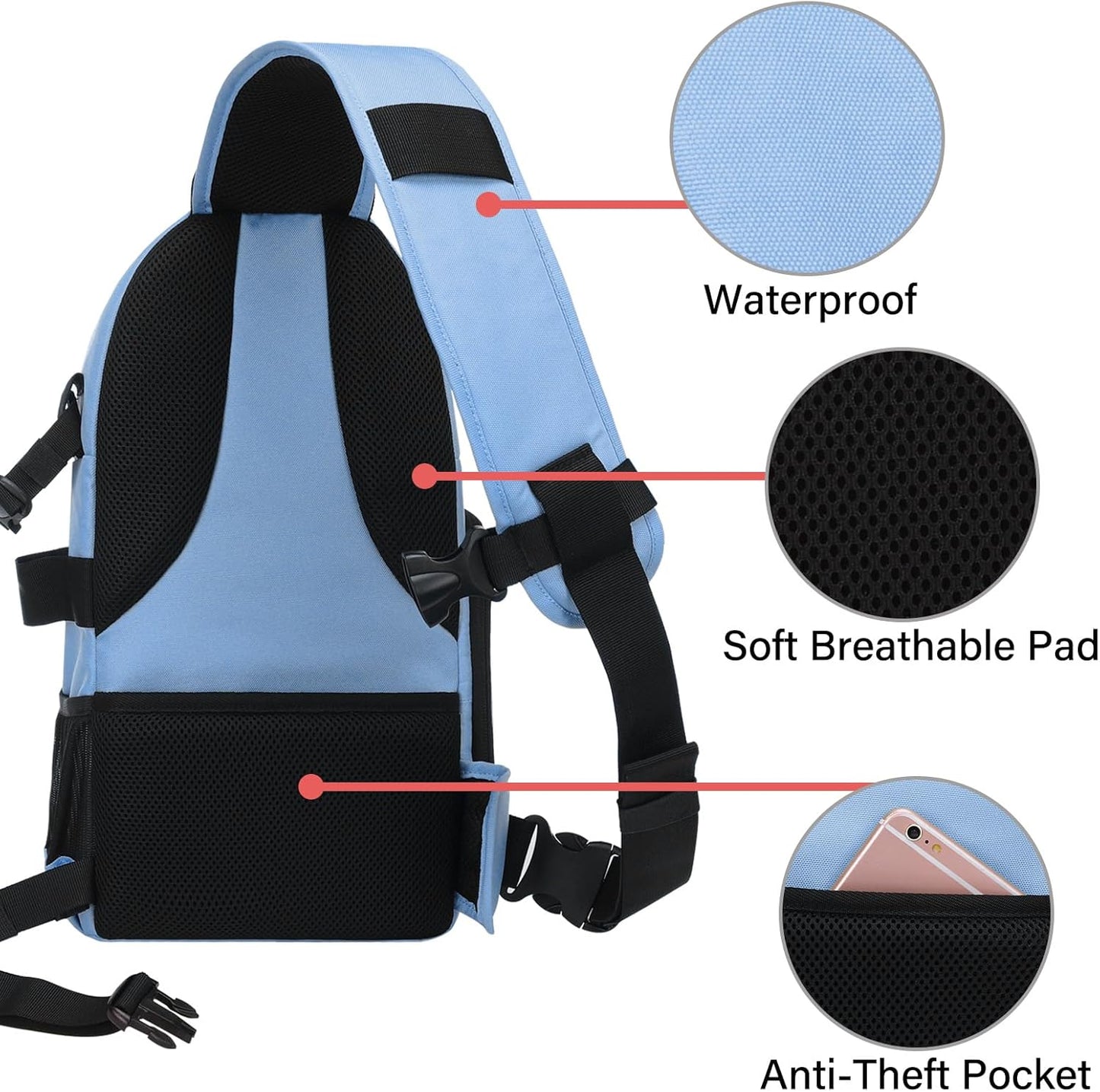 MOSISO Camera Sling Bag, DSLR/SLR/Mirrorless Camera Backpack Case Shockproof Photography Backpack with Tripod Holder & Removable Modular Inserts Compatible with Canon/Nikon/Sony/Fuji