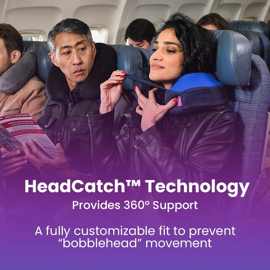Cabeau Travel Neck Pillow for Airplanes – The Neck’s Evolution, TNE S3 – Supportive Memory Foam Design for Long Haul Flights – Attachable Seat Straps and 360° Support (Paris Lavender)