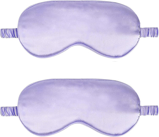 2Pack Silk Sleep Mask,IEKEODI Eye Mask for Sleeping,Elastic Blackout Eye Mask & Blindfold for Full Night's Sleep,Travel and Nap(Purple)