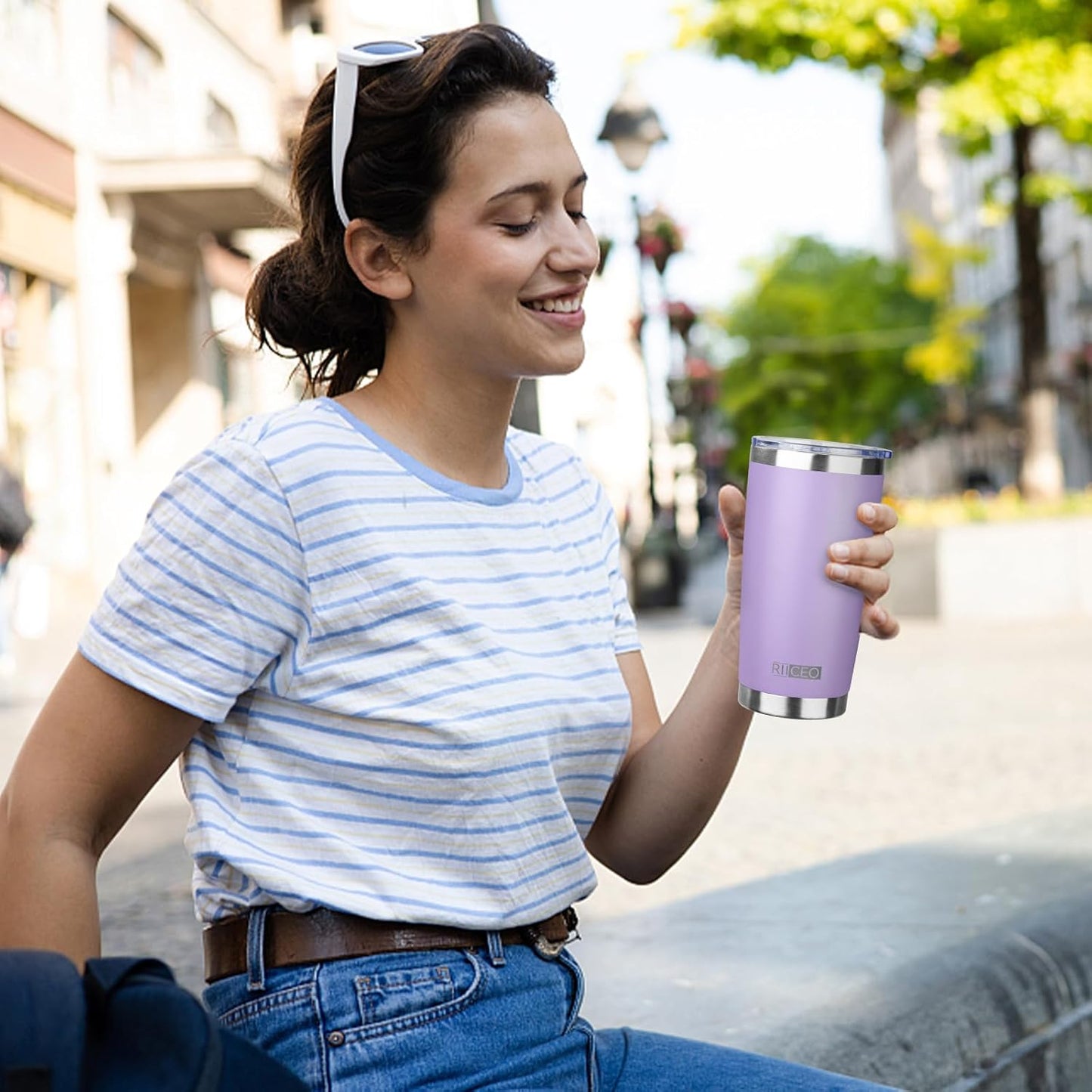 20oz Tumbler with Straw and Brush, Stainless Steel Vacuum Insulated tumbler, Double Wall Insulated Coffee Tumbler for Outdoor, Home, Travel,Office (lilac，4pcs)