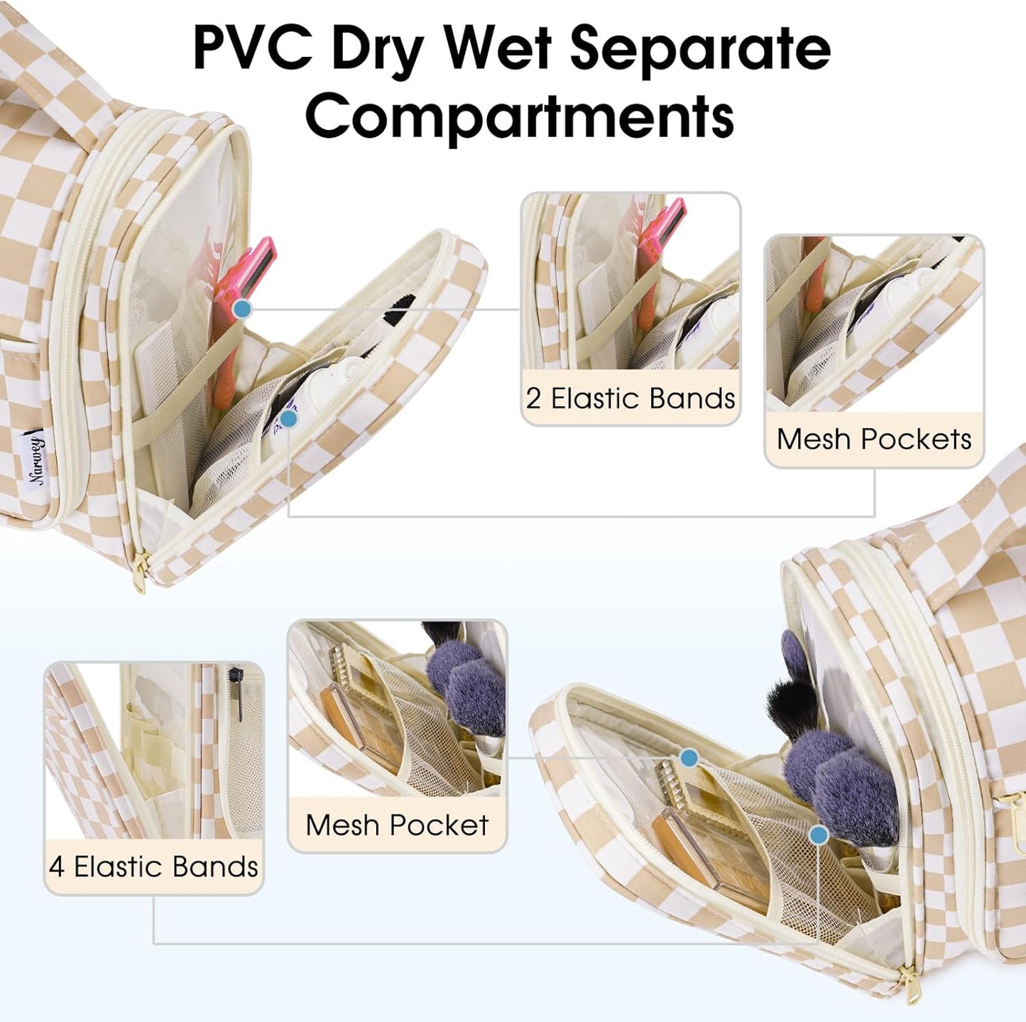 Narwey Hanging Toiletry Bag for Women Travel Makeup Bag Organizer Toiletries Bag for Cosmetics Essentials Accessories