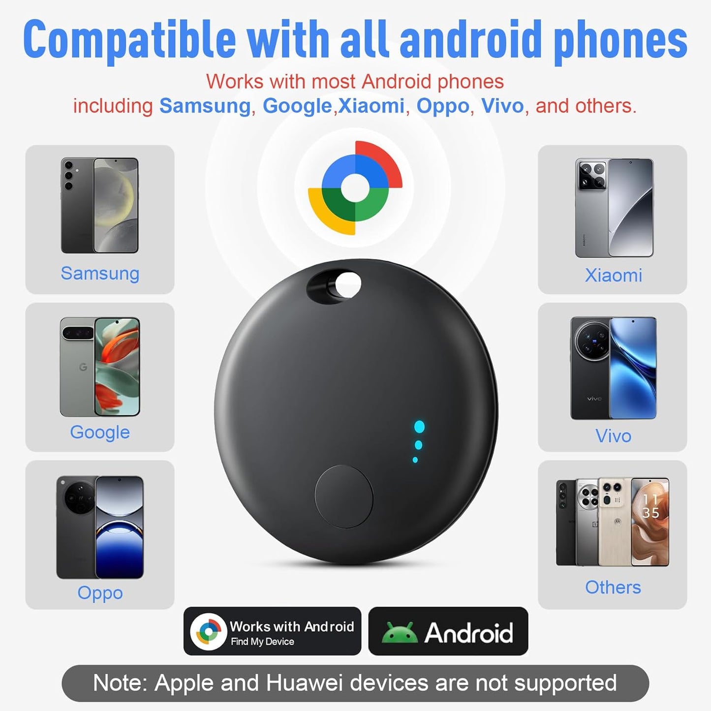 Bluetooth Tracker for Android, 2 Pack Item Finder Work with Google Find My Device App, Keys Finder and Item Locator for Keys Wallet Bags Pets ONLY Android, Smart Tracking Tag for Luggage, Backpack