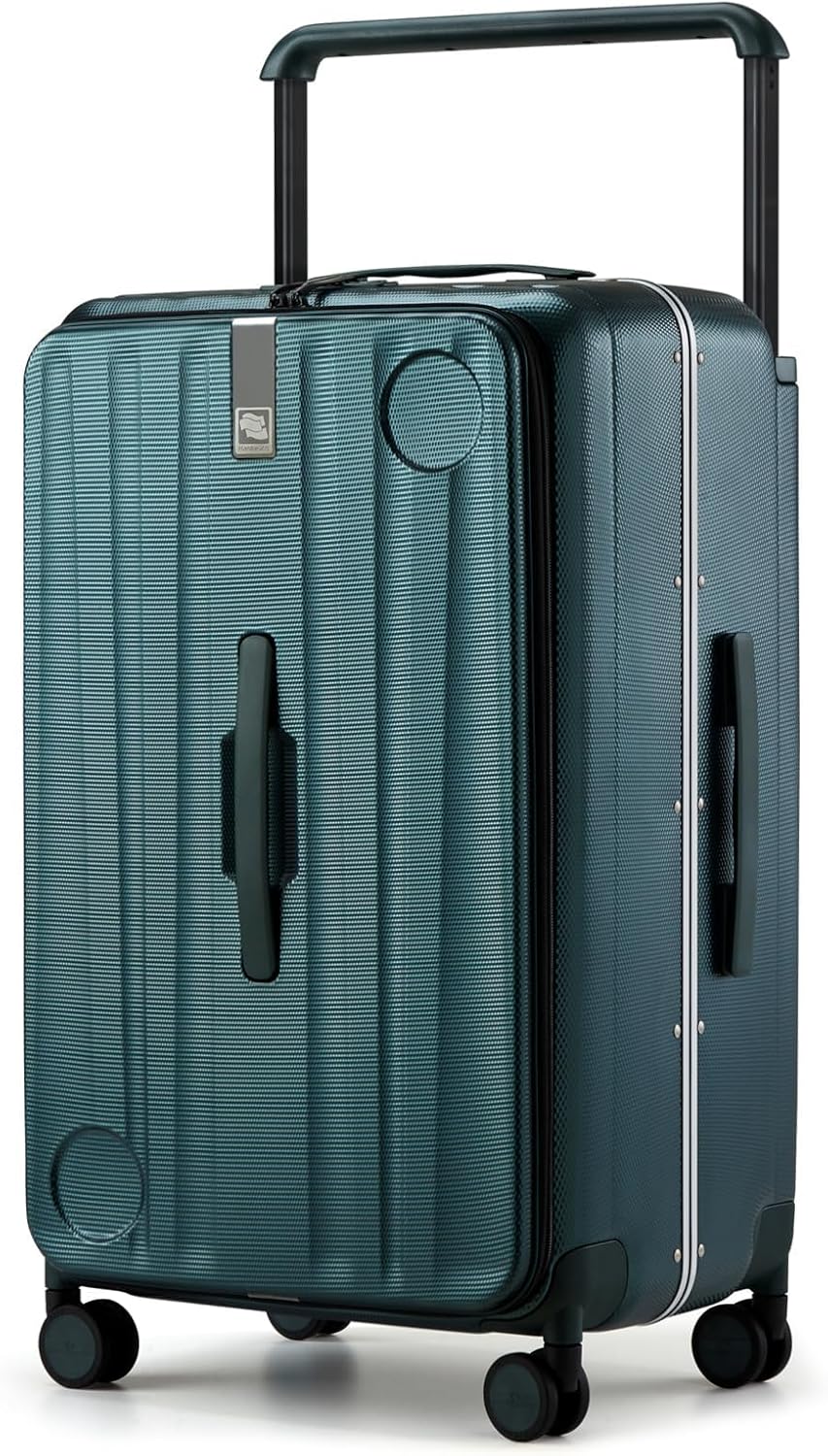Hanke Multifunctional 26 Inch Hard Shell Suitcases with Wheels Travel Approved Luggage Large Rolling Suitcase Checked Luggage for Women Men(Blackish Green)