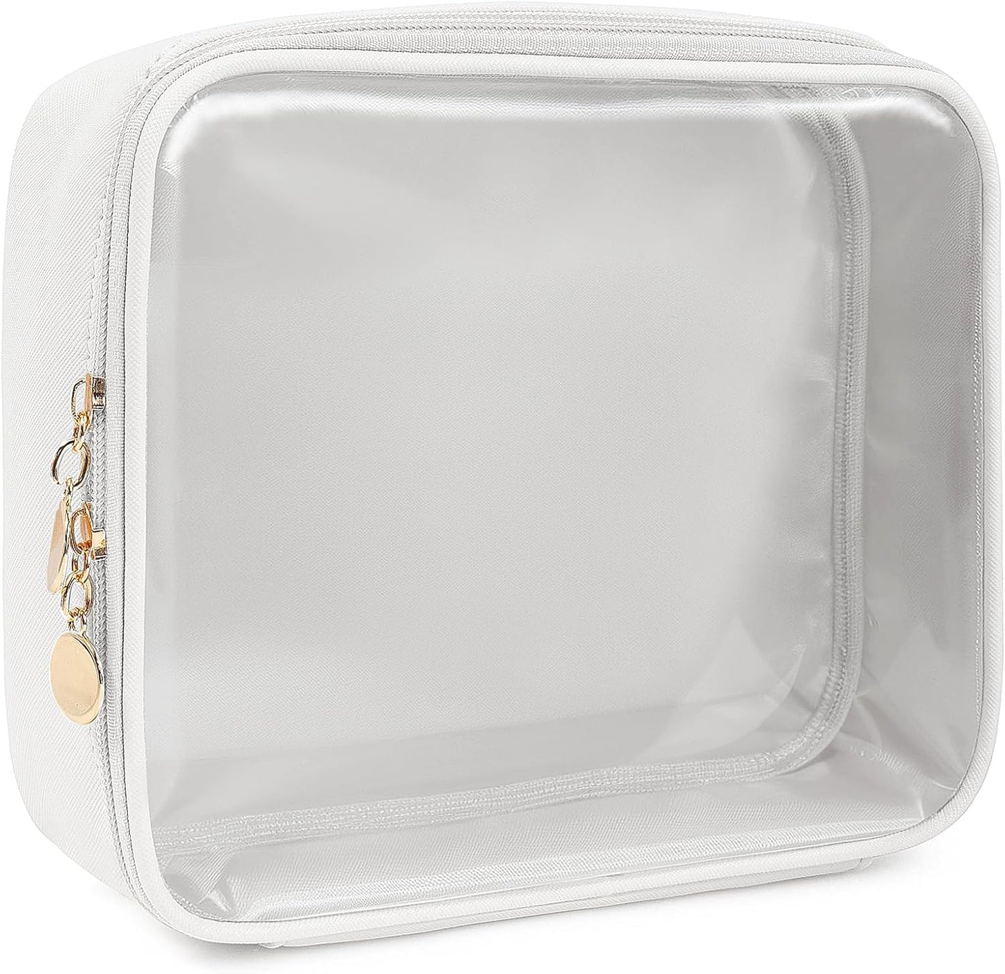 KOTORA TSA Approved Toiletry Bag with Mini Clear Makeup Bag Travel Size Beach Pool Bag Car Accessories for Women Her (2White)