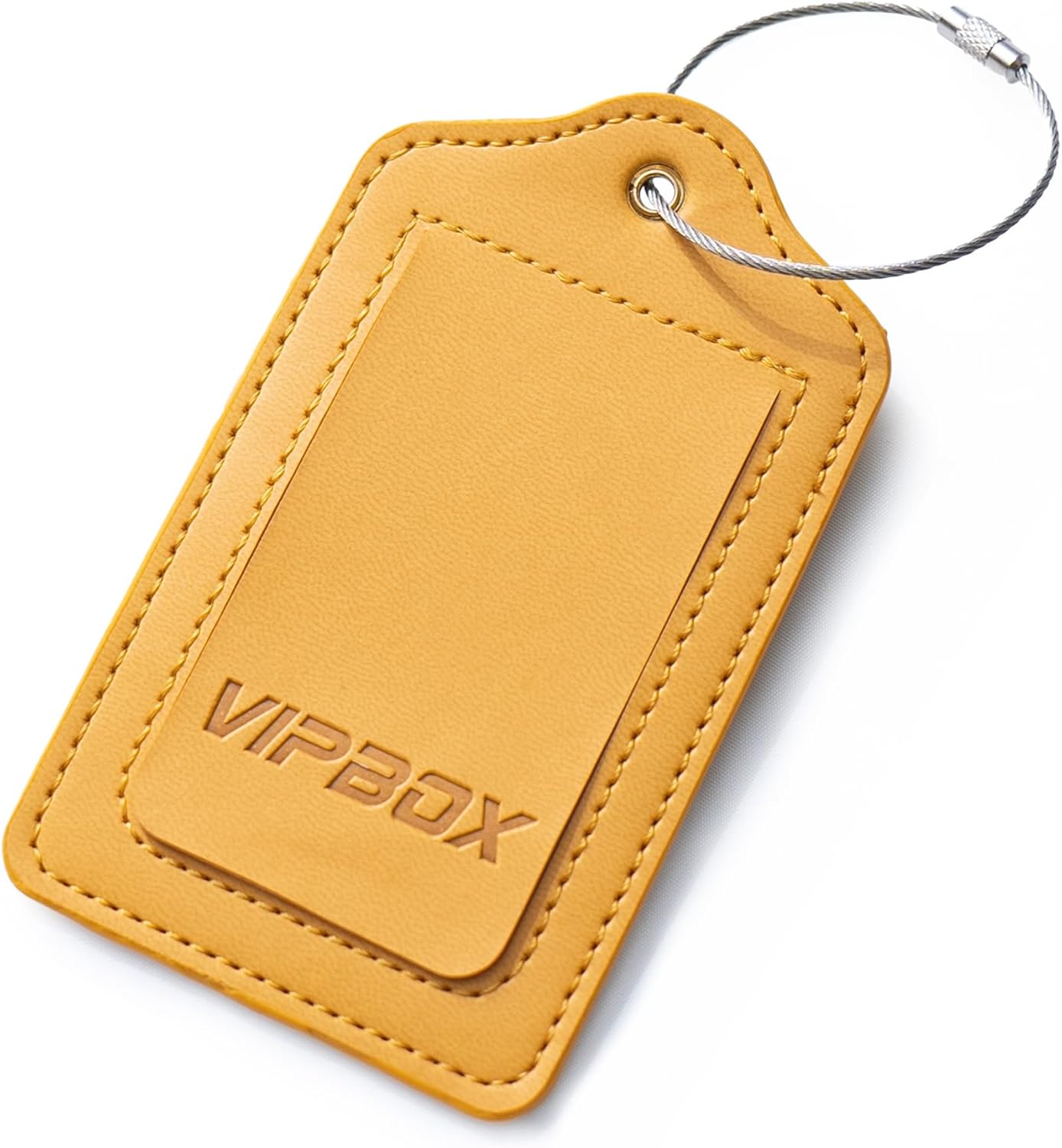 Luggage Tag Faux Leather Premium Travel Suitcase Tags for Baggage Easy to Write Waterproof with Name ID Card for Man Women (Yellow)