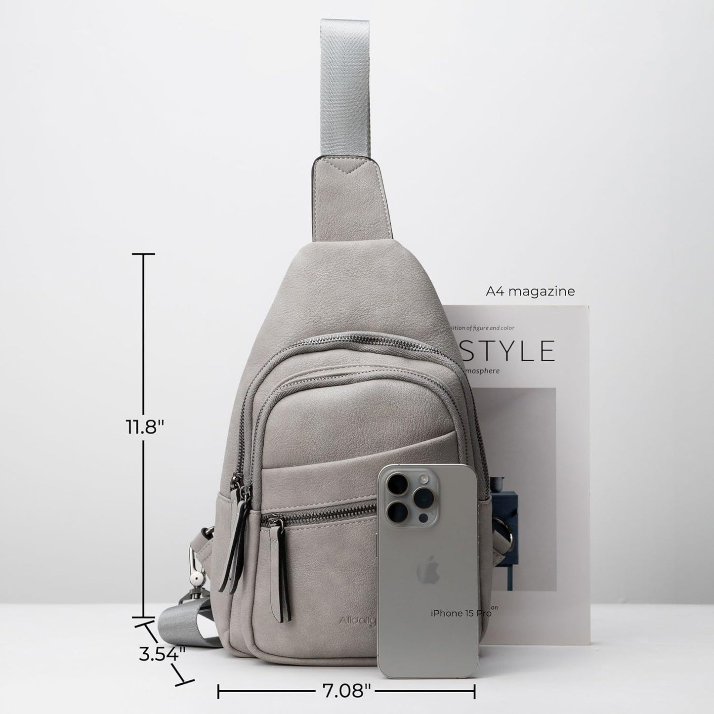 Alldaily Large Sling Bag for Women Crossbody Purse Leather Fashionable Trendy Chest Bag for Travel, Fanny Pack (Grey)