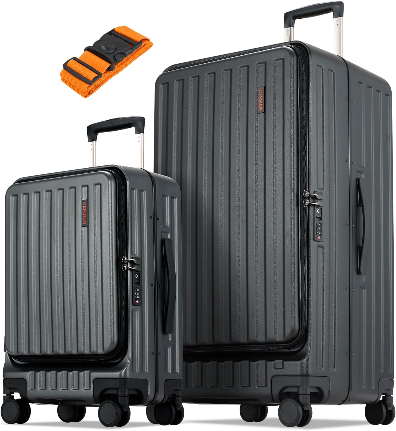 Luggage Sets 2 Pieces, 20 Inch Carry On Luggage and 29 Inch Checked Luggage with Spinner Wheels, Lightweight ABS+PC Hardshell Trunk Suitcases with Aluminum Frame, Top Opening (Black, 20/29)