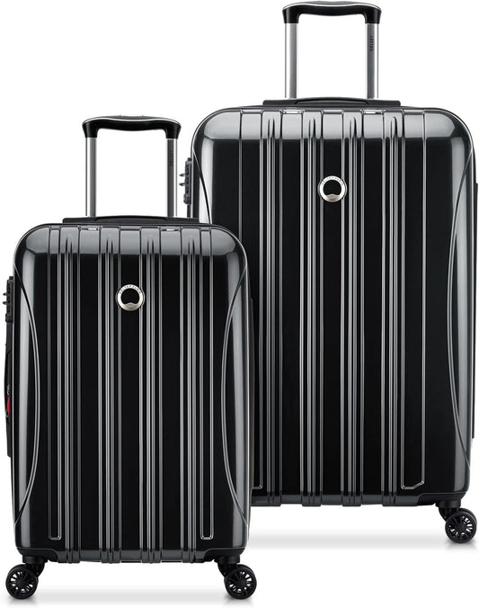 DELSEY PARIS Helium Aero Hardside Expandable Luggage with Spinner Wheels, Black, 2-Piece Set (21/24)