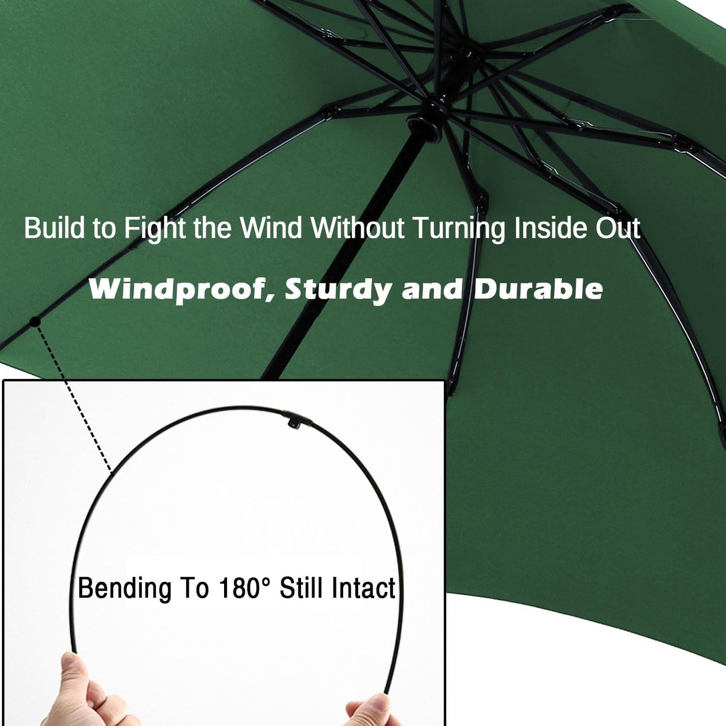 LANBRELLA Compact Reverse Folding Umbrella Auto Windproof Travel Umbrella
