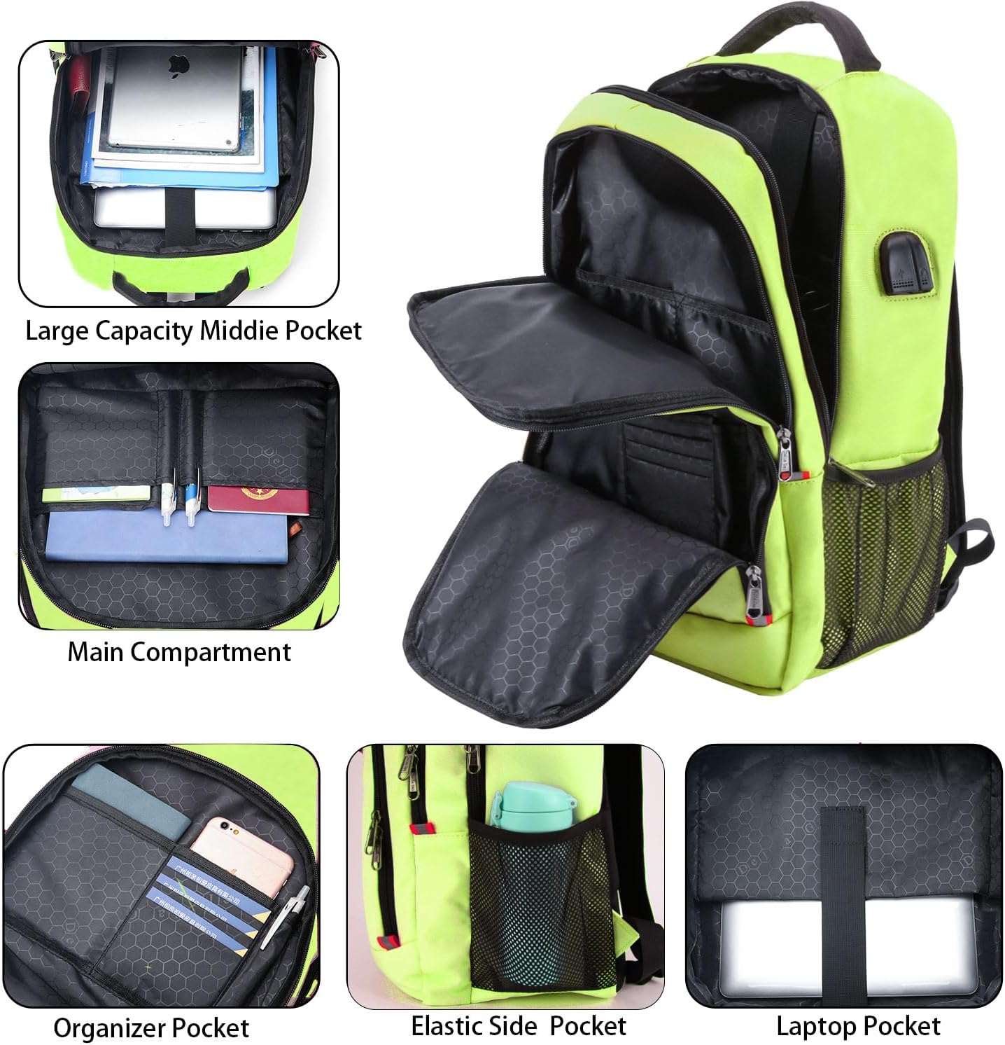 Laptop Backpack for Men, Large Anti-Theft Business Travel Backpack with USB Charging Port, Water Resistant College School Computer Bag for Men/Women for 17 Inch Laptop and Notebook