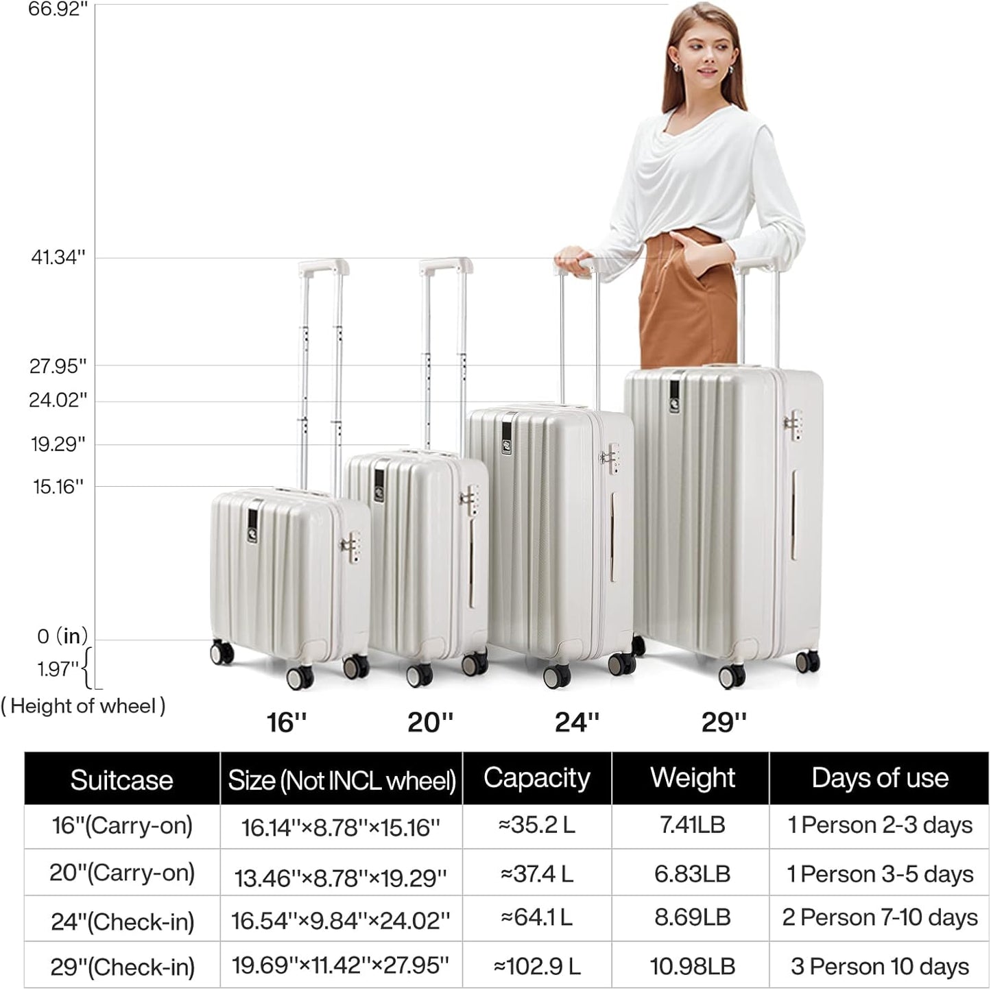 Hanke 29 Inch Luggage Suitcases With Spinner Wheels Lightweight PC hardside Rolling Suitcase With Travel Lock, Checked-Large 29-Inch(Bamboo Green)