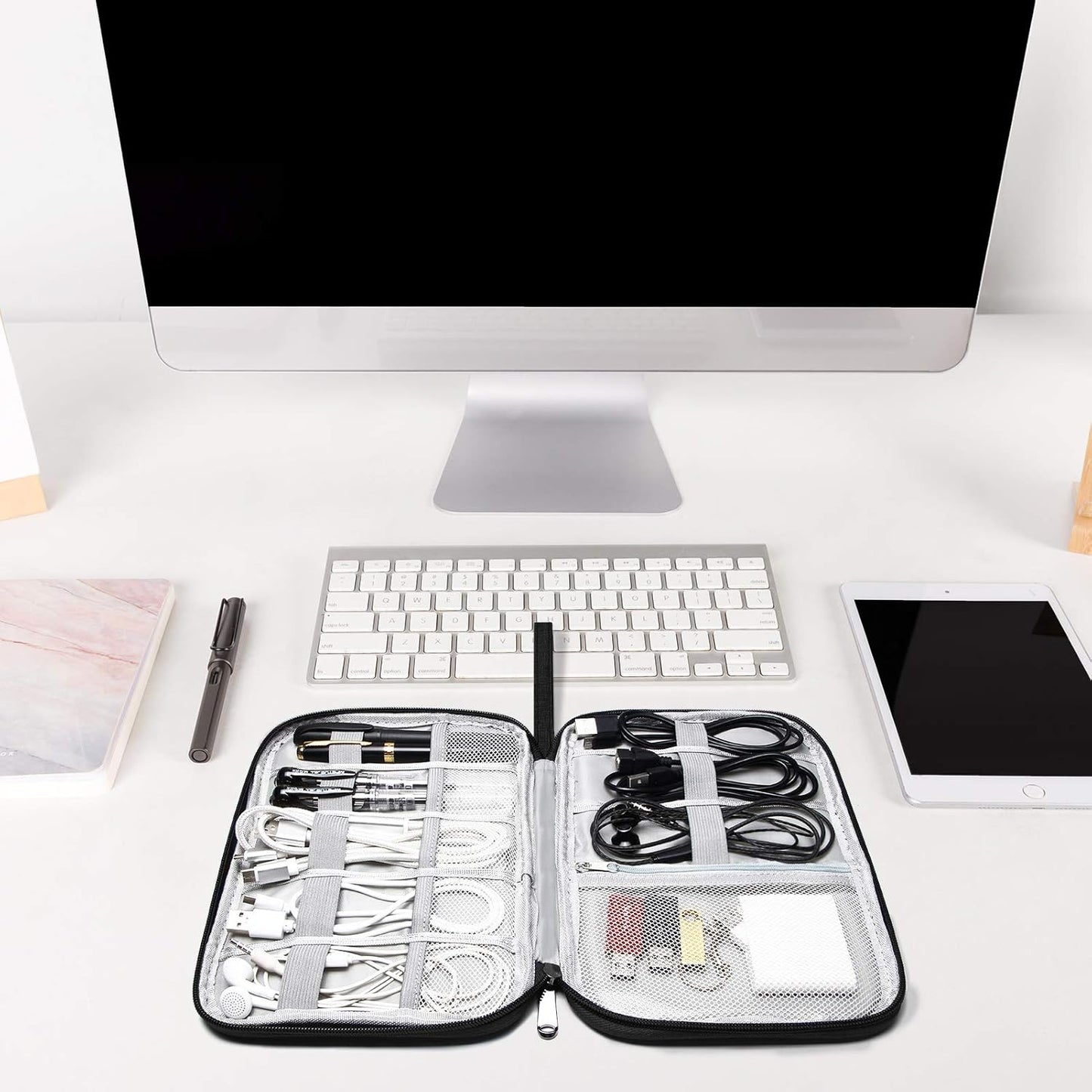 SELLYFELLY Travel Electronics Organizer Portable Cable Organizer Bag for Storage Electronic Accessories Case for Cord,Phone,Charger,Flash Drive (Black)