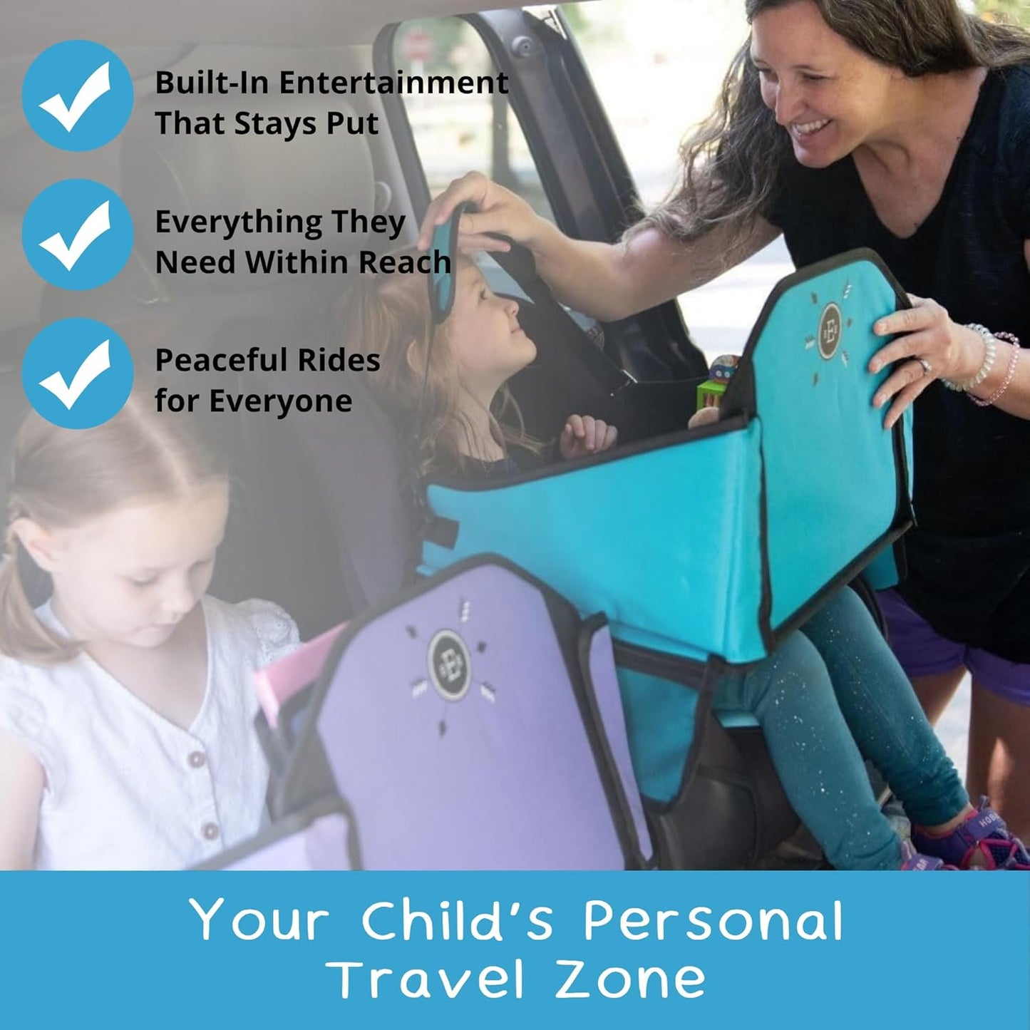 Kids Travel Tray for Car Seat – Gray – The Essential Travel Lap Desk with Removable Tablet Holder, Built-In Storage, and Stabilized Panels, Must Have Car Tray for Kids on Road Trips