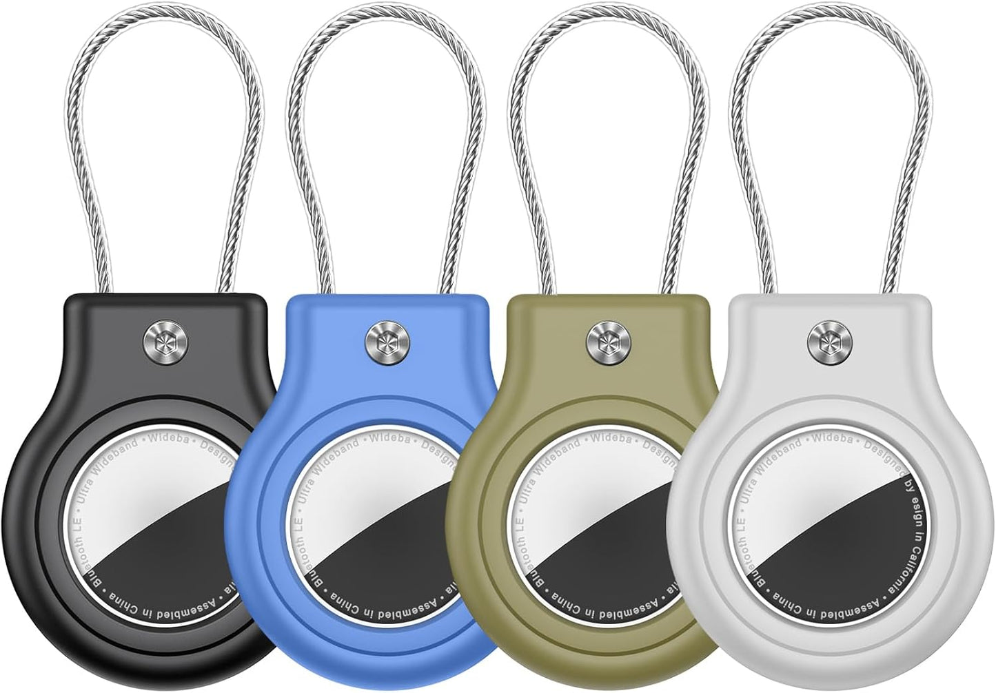 Waterproof Airtag Holder,4 Pack Airtag Case with Secure Lock,Airtags Keychain for Apple Air tags,Anti-Lost Protective Case Air tag Accessories for GPS Tracker Luggage,Bag,Key,Pet-Black/Blue/Green/Gray