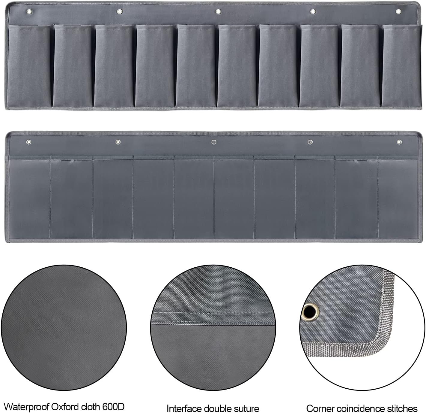 RV Shoe Pockets 10 Pockets Heavy Hanging Bedside Storage Organizer with Sturdy Hooks Storage Pockets Hangs on bed for Shoes Toys and Tool Accessories