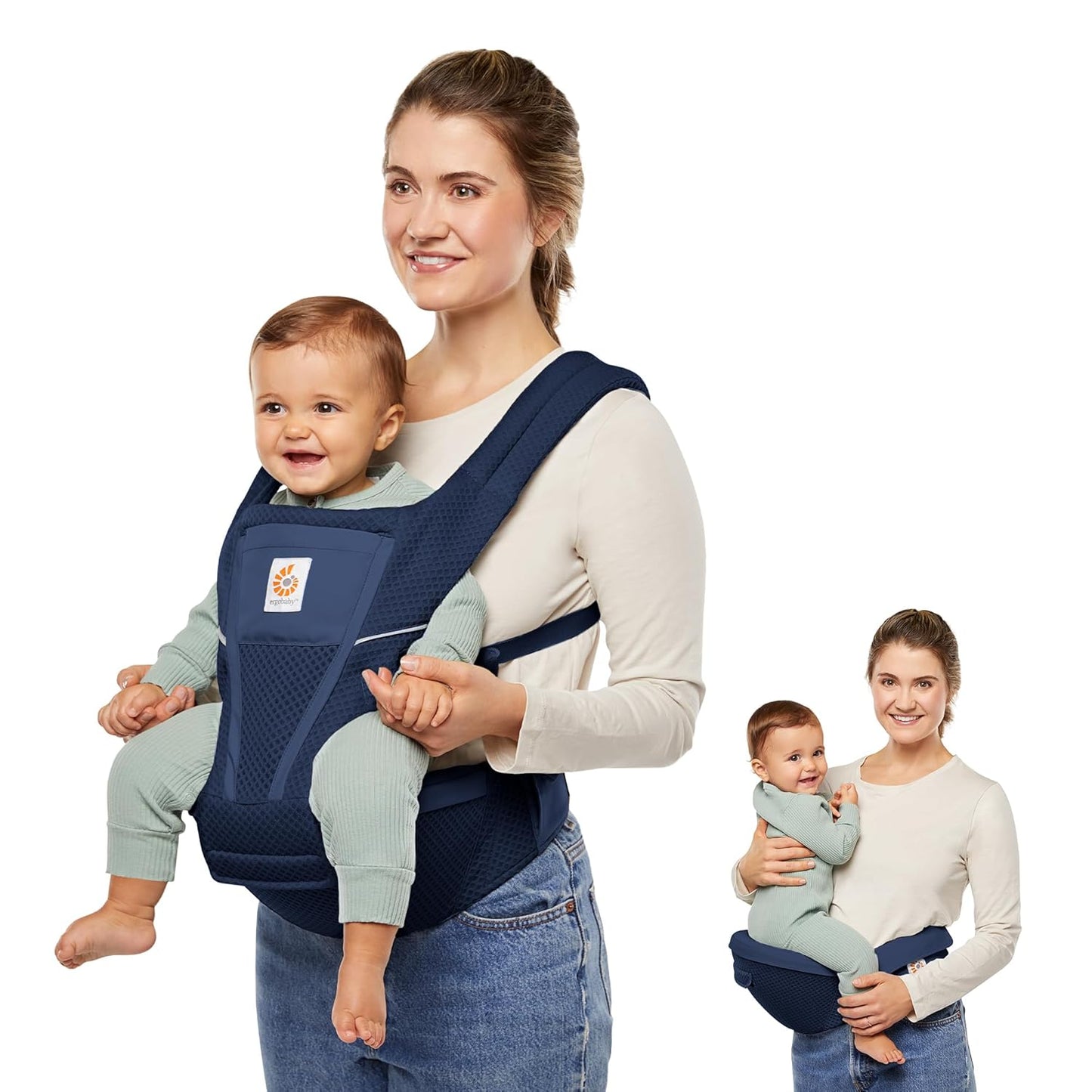 Ergobaby Alta Hip Seat All-Position Breathable Mesh Hip Seat & Carrier, Midnight Blue