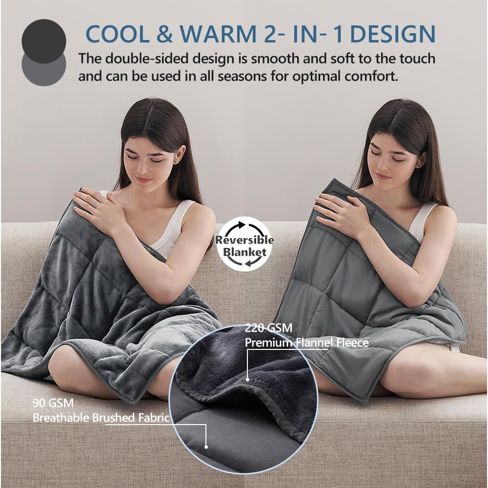 L'AGRATY Weighted Lap Blanket 5lb: Small Weighted Blanket for Adults Portable Travel - Cooling Pad for Relaxation Sleeping - Cozy Washable All-Season (29" x 24")