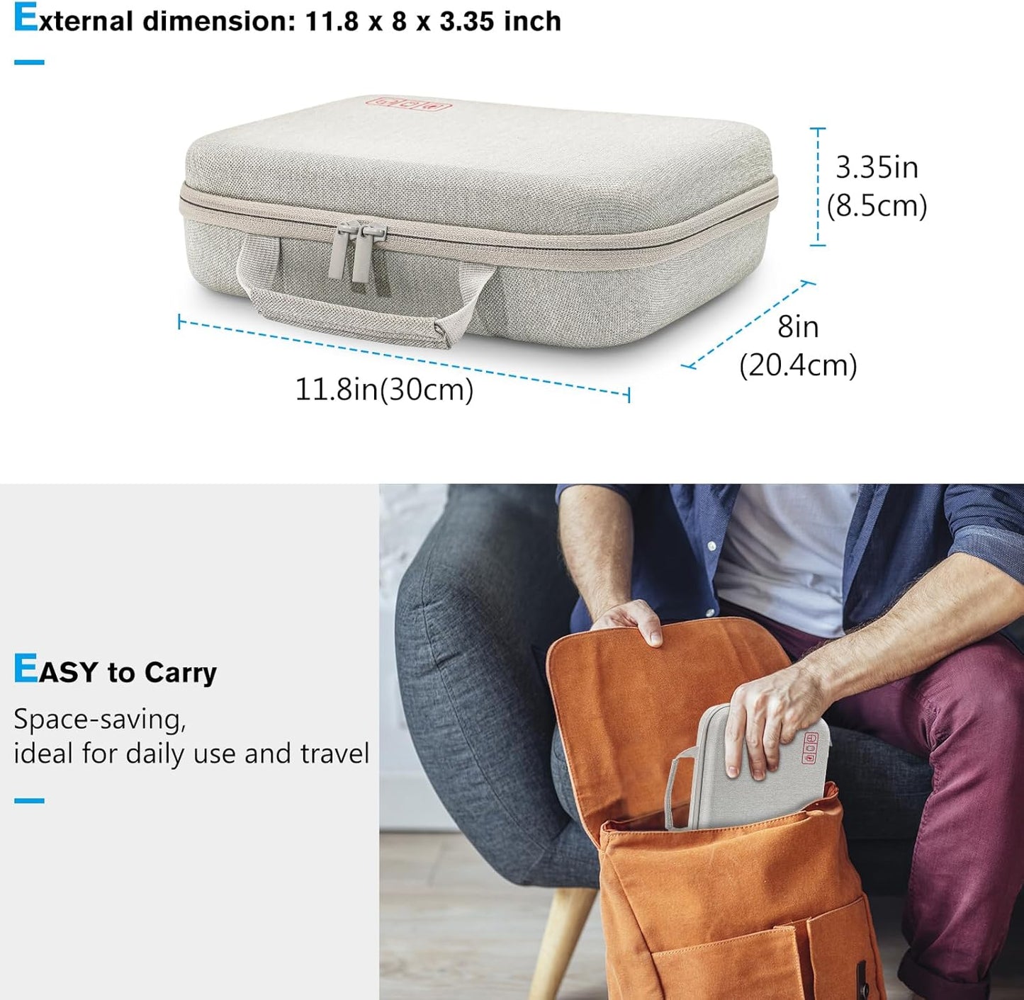 ProCase Hard Travel Electronic Organizer Case for MacBook Power Adapter Chargers Cables Power Bank Apple Magic Mouse Apple Pencil USB Flash Disk SD Card Small Portable Accessories Bag