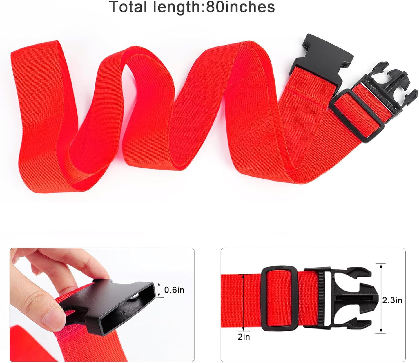 4Pcs Luggage Straps for Suitcase Travel Accessories TSA Approved, 80In Long Belts to Keep Your Suitcase Secure, Adjustable Bag Straps with Quick-Release Buckle for Travel Bag Closure, Red