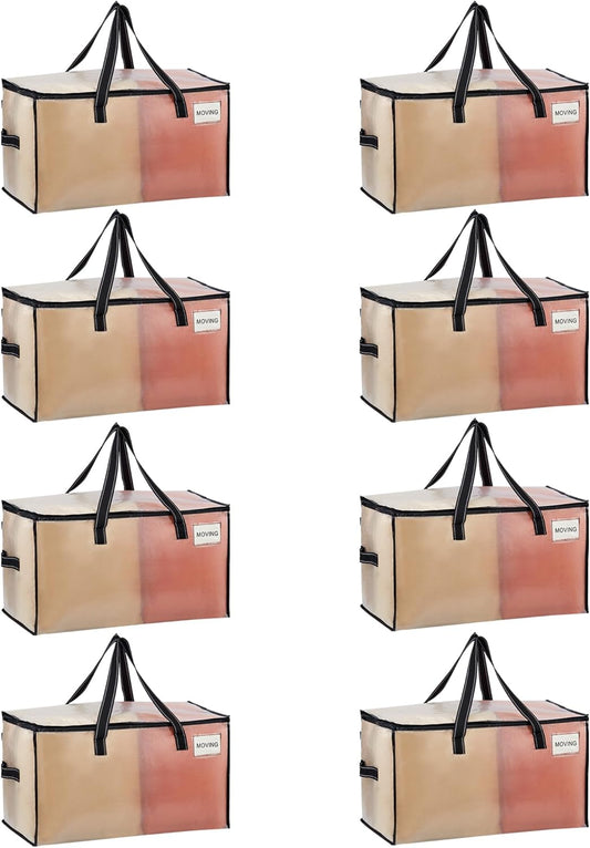 VENO 8 Pack Moving Bags, Comforter and Blanket Storage Bags for Closet, Moving Boxes, Boxes with Lids Alternative, College Dorm Packing Supplies, Foldable Heavy-Duty Tote with Window (Clear, 8 Pack)