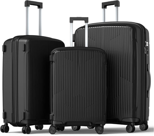 Nazhura Luggage Set, 3-Piece Hardside Suitcase Set, 20-inch Carry On, 24-inch, 28-inch Luggage