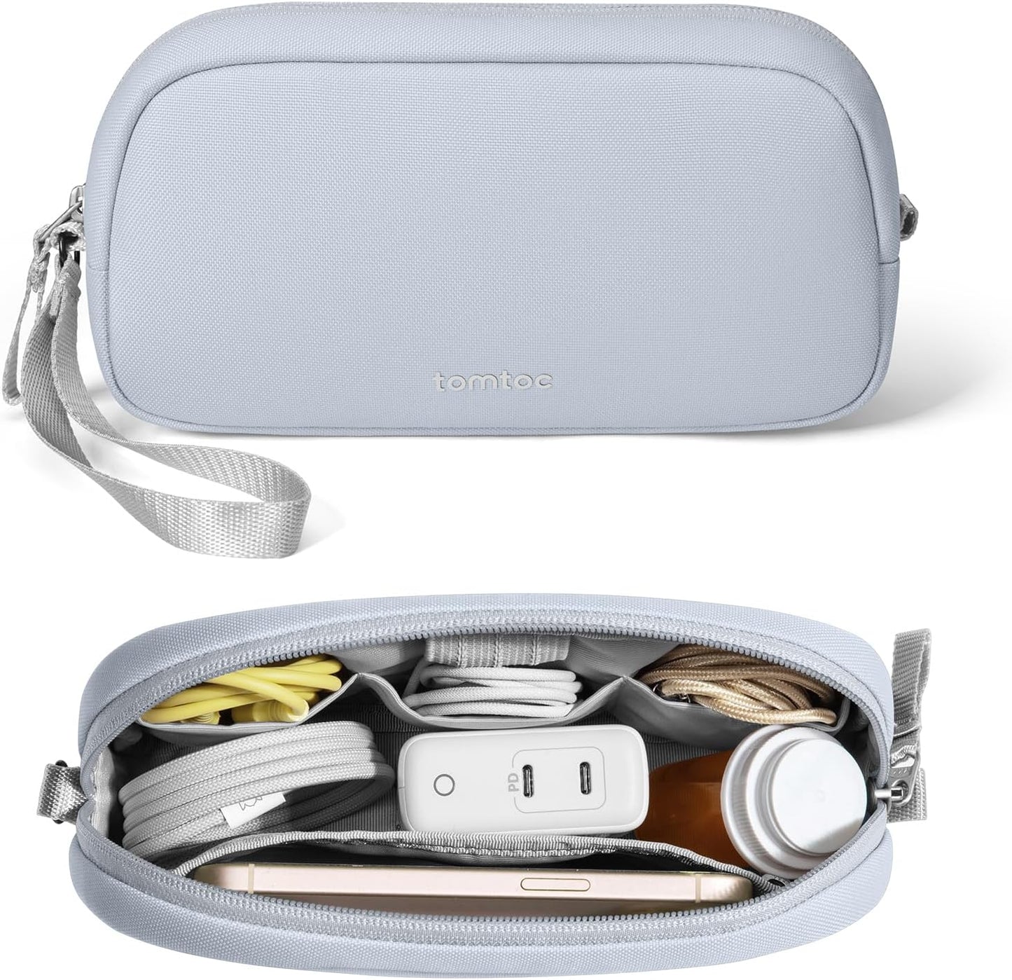 tomtoc Electronics Organizer Travel Case Performance, Water Resistant Bag Cable Tech Pouch Accessories, Carry Storage for Cord, Phone, Cables, Airpods, USB Flash Drive, Daily Items