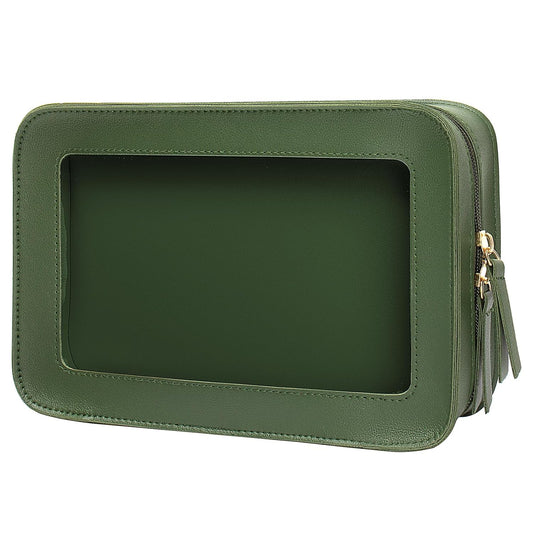 LETGO Clear Makeup Bags, TSA Approved Toiletry Bag with Zipper, Clear Makeup Organizer Fit Carry-on Travel Essentials,Clear Cosmetic Bags for Women Men (C-Green)