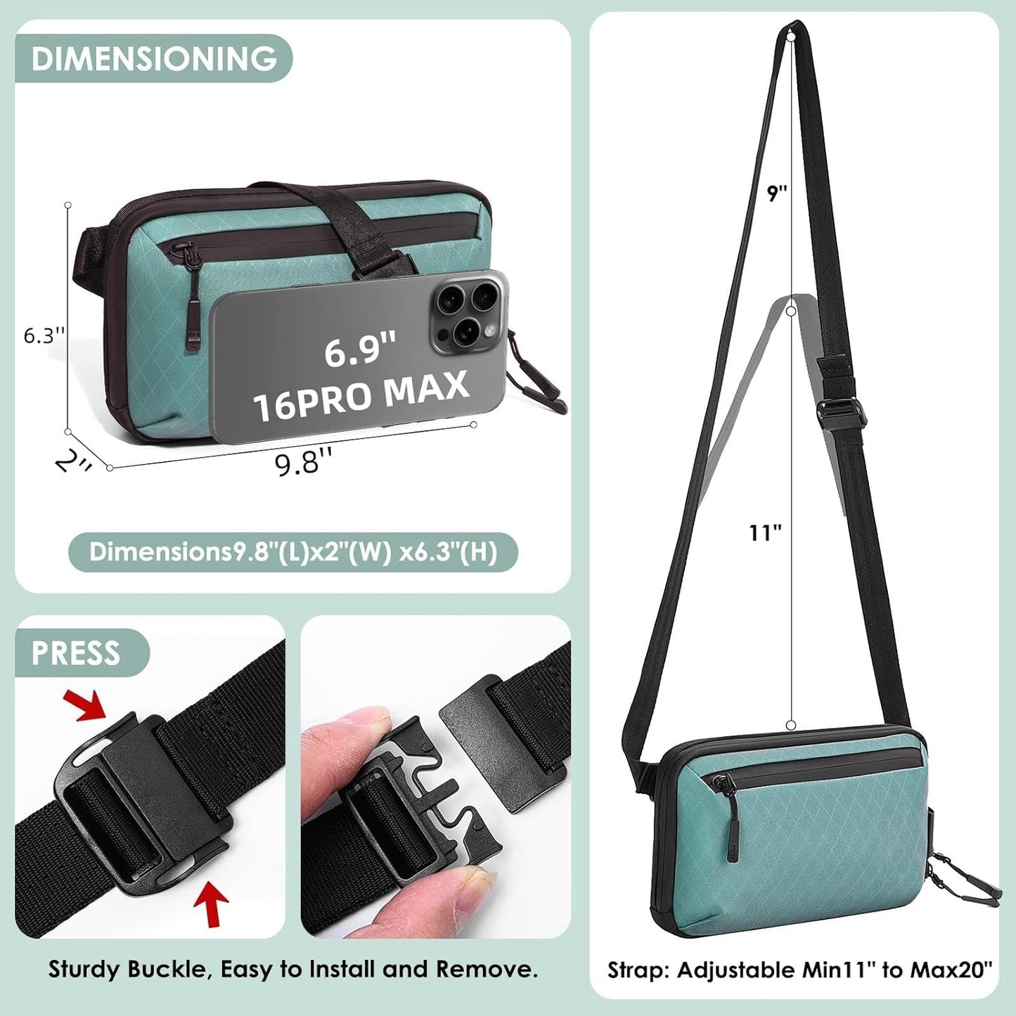 Electronics Organizer Tech Travel Pouch – Waterproof Nylon Diamond Quilted & 900D Travel Case Cable Bag for Cords Chargers