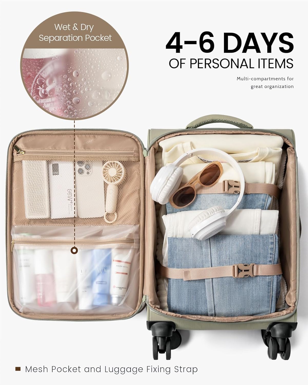 LOVEVOOK Carry On Luggage 22x14x9 Airline Approved, 22 Inch Softside Suitcases with Spinner Wheels, Lightweight Carry-on Suitcase with TSA Lock for Women Men, Large Luggage for Travel Business Trip