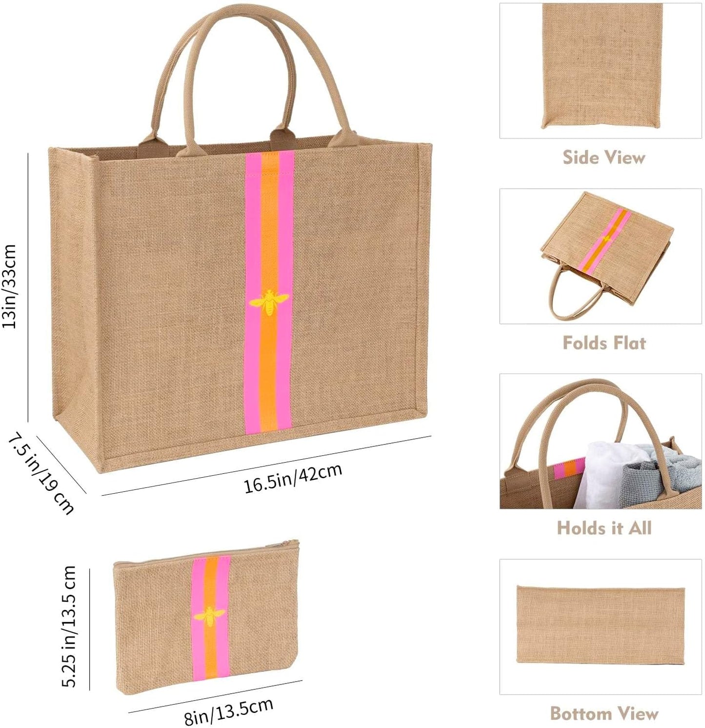 Large Beach Bag Jute Woven Tote