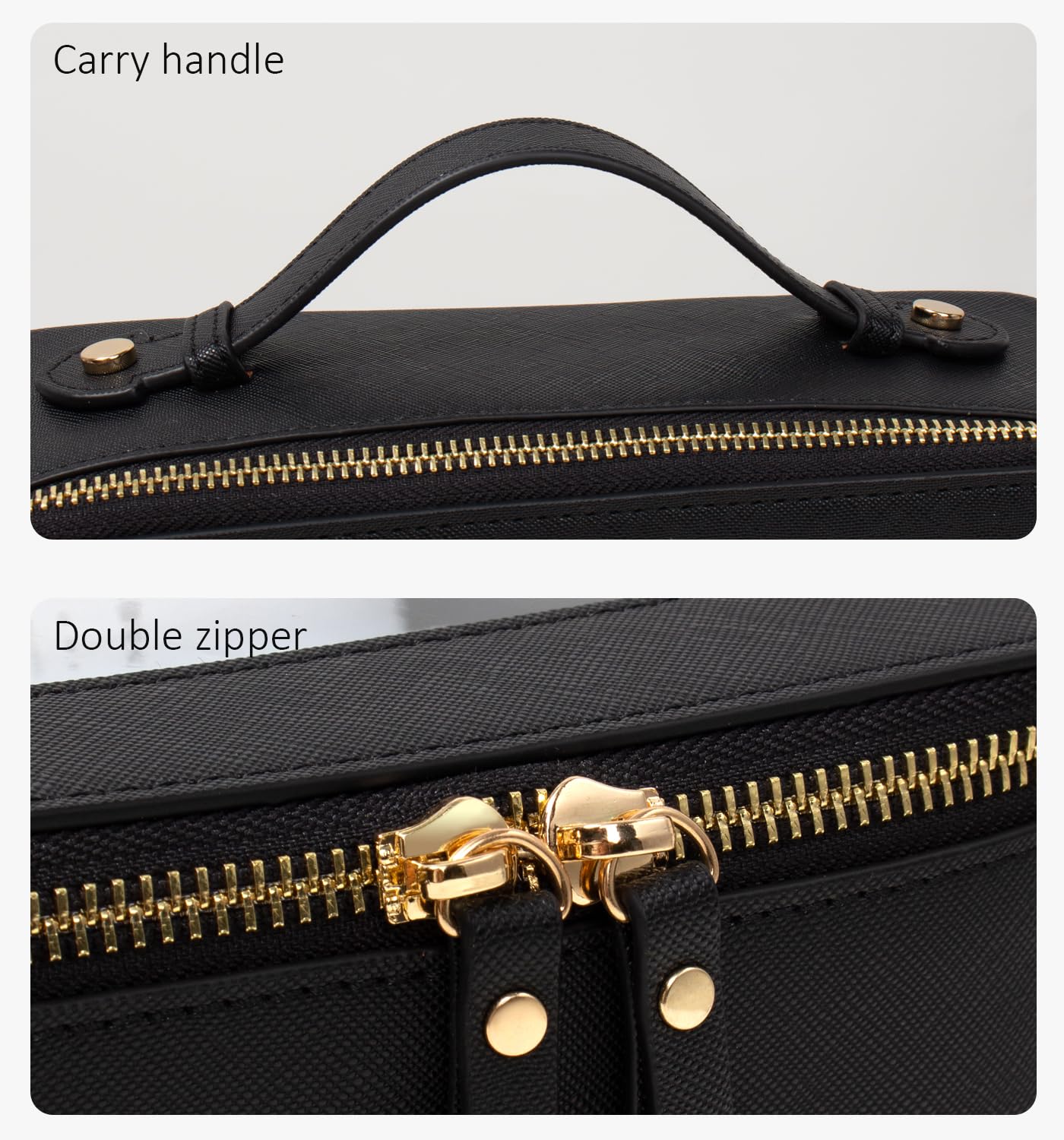 LETGO Clear Makeup Bags, TSA Approved Toiletry Bag with Zipper, Clear Makeup Organizer Large Fit Carry-on Travel Essentials,Clear Cosmetic Bags for Women Men (Large-Black)