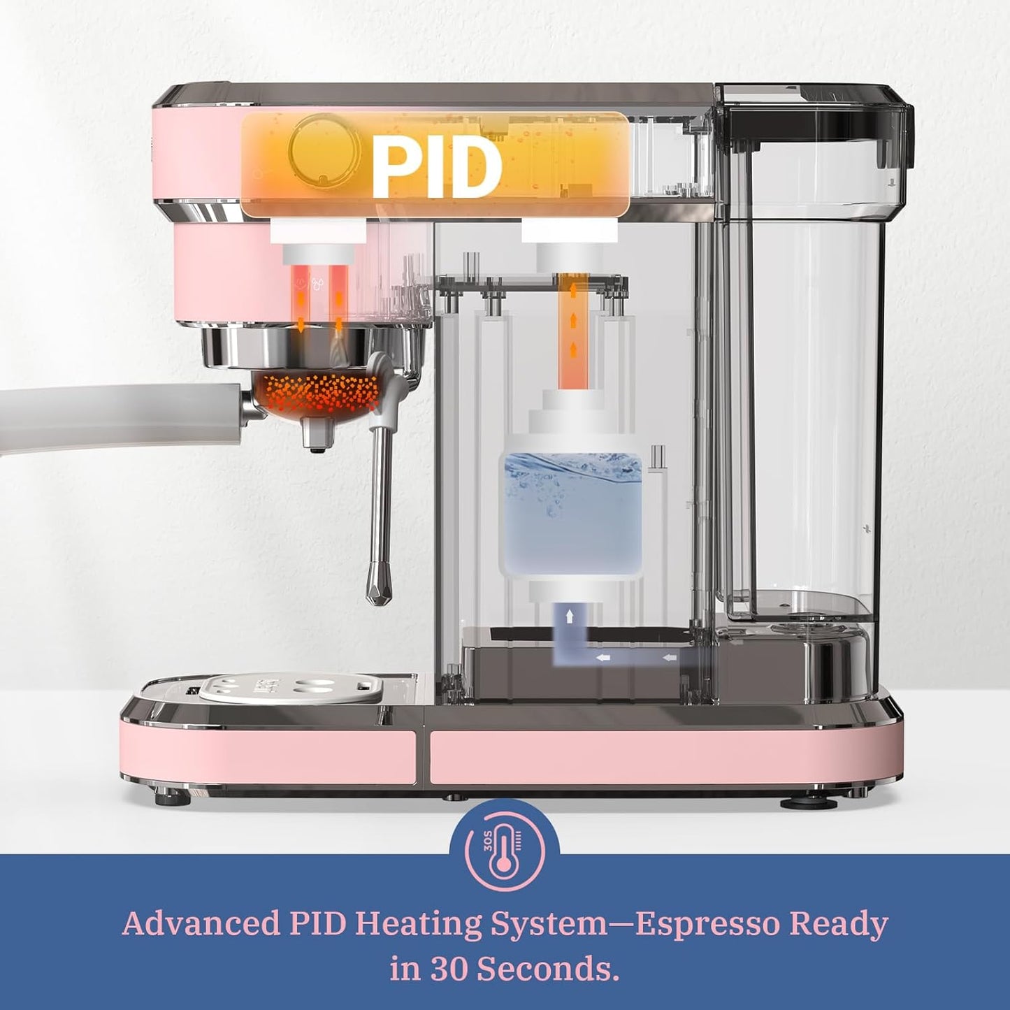 Laekerrt Professional Espresso Machine 20 Bar, Espresso Maker with Milk Frother Steam Wand, Stainless Steel Home Coffee Machines for Cappuccino and Latte, Gift for Women Wife Daughter or Mom, Pink