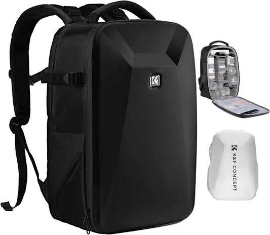 K&F CONCEPT Camera Backpack,Hardshell Photography DSLR Camera Bag with 15-15.6 Inch Laptop Compartment Waterproof Hard Shell Camera Case Compatible with Canon/Nikon/Sony/DJI Mavic Drone