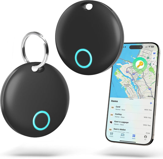 Air Tracker Tags-2 Pack [Apple MFi Certified] (iOS Only), Smart Bluetooth Tracker, Compatible with Apple Find My, Item Locator for Keys, Luggage, Wallet, Suitcase, Bags, IP67 Waterproof