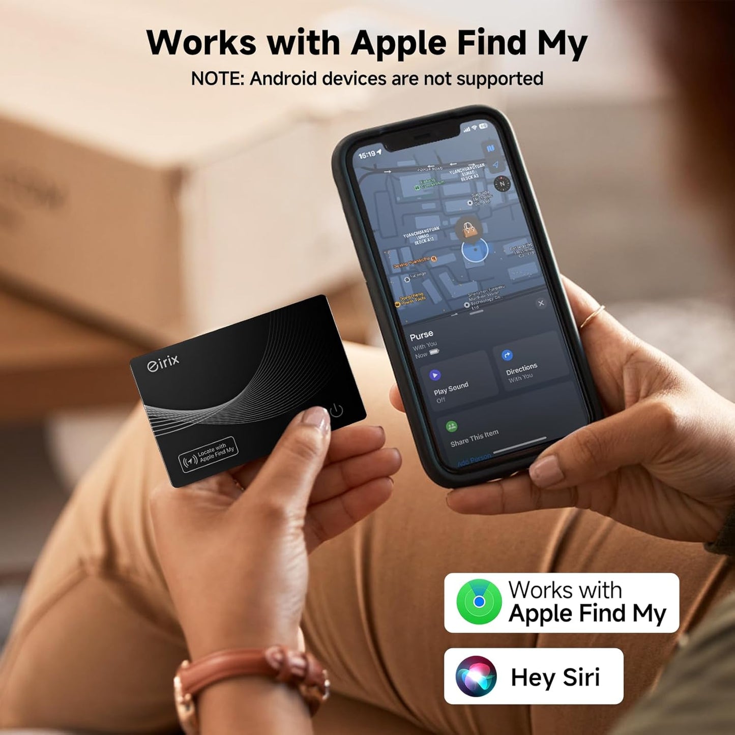 2025[Apple MFi Certified] Air Smart Tags Wallet Tracker Card Work with Apple Find My (iOS Only), Rechargeable Tag GPS Tracker Item Locator Thin Finder for Wallet, Keys, Luggage, Bags (Black 1 Pack)