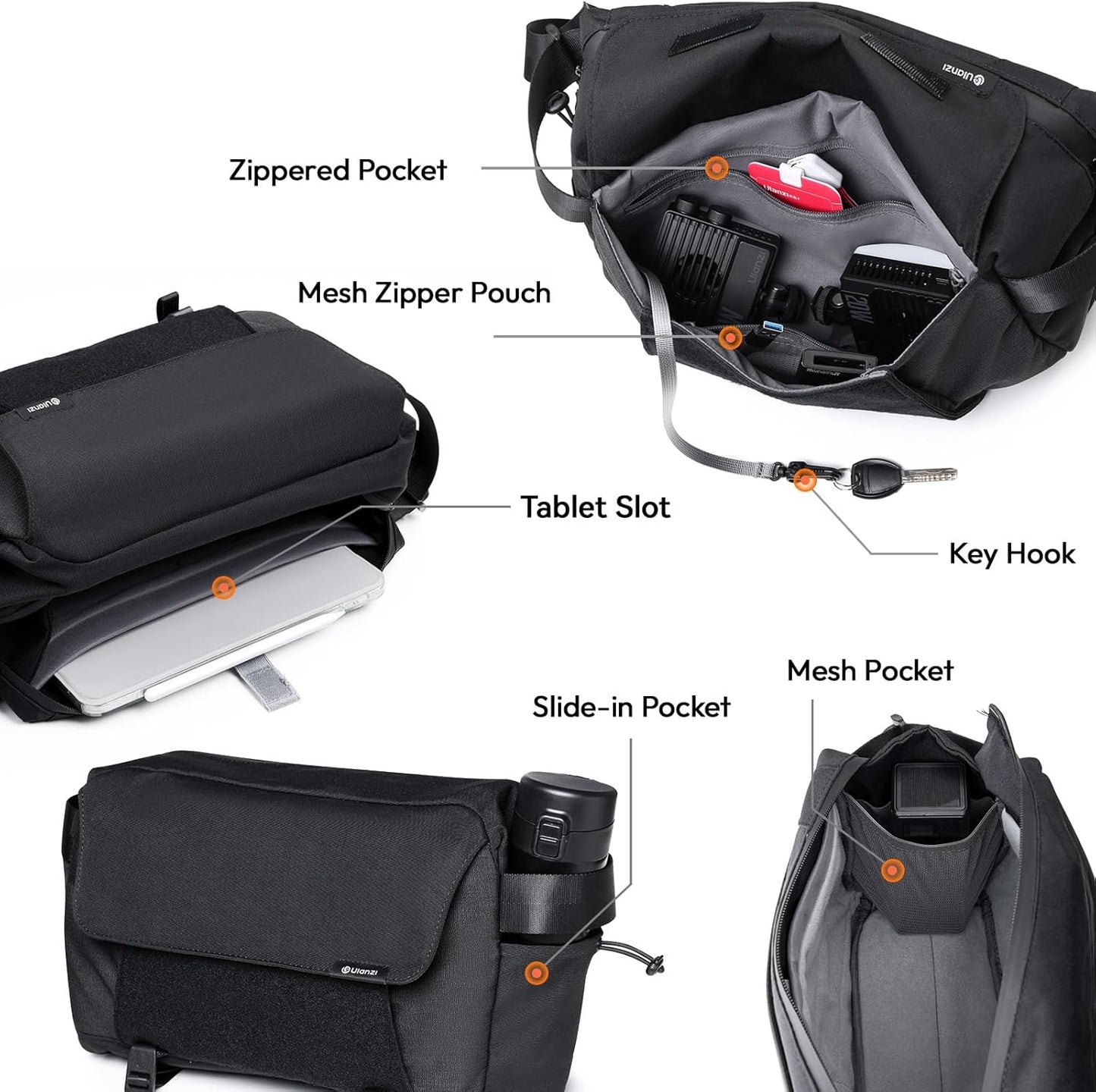 ULANZI BP11 8L Camera Sling Bag with Tripod Holder for Men Women, Lightweight Splash-proof DSLR/Mirrorless Anti-Theft Crossbody Bag for Travel Hiking Photography Customizable Front Pocket Camera Bag