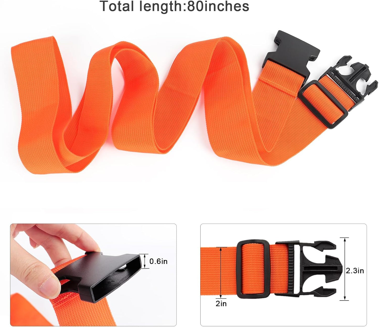 2Pcs Luggage Straps for Suitcase Travel Accessories TSA Approved, 80In Long Belts to Keep Your Suitcase Secure, Adjustable Bag Straps with Quick-Release Buckle for Travel Bag Closure, Orange