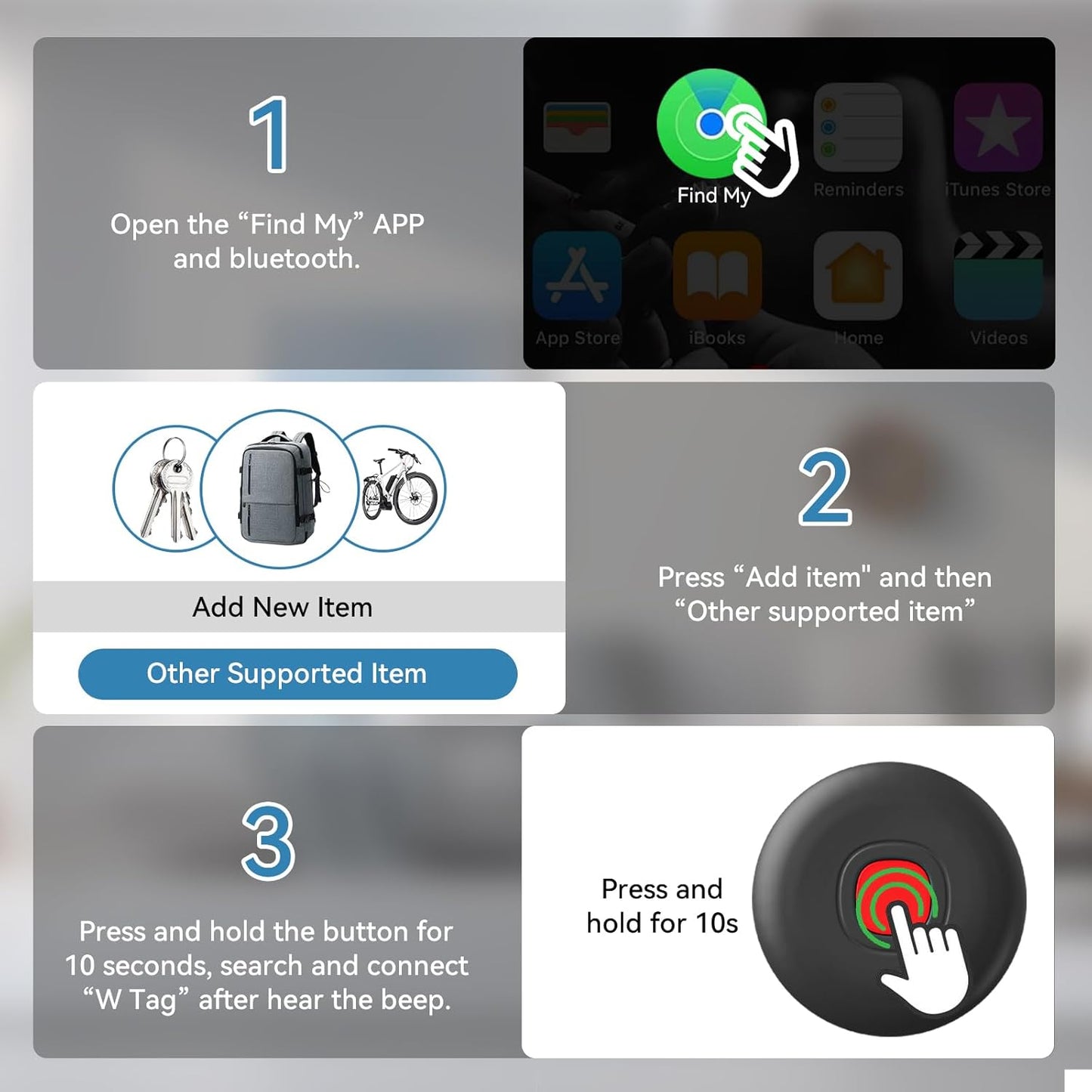 Air Tracker Tags-4Pack,IP68 Waterproof Smart Tag Tracker,Bluetooth Luggage Tracker Works with Apple Find My APP (iOS Only),Key Finder and Item Locator for Luggage,Backpack,Wallet and Pet